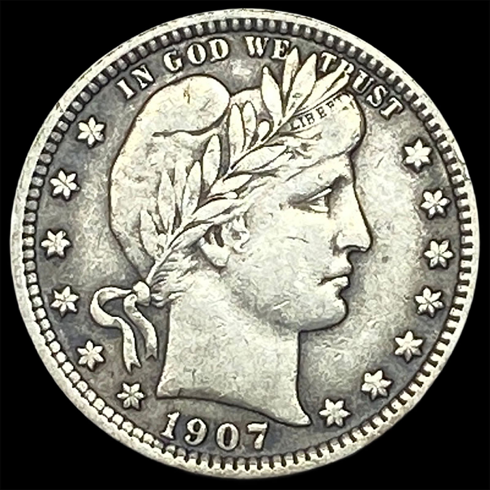 1907 Barber Silver Quarter NEARLY UNCIRCULATED (1 of 2)