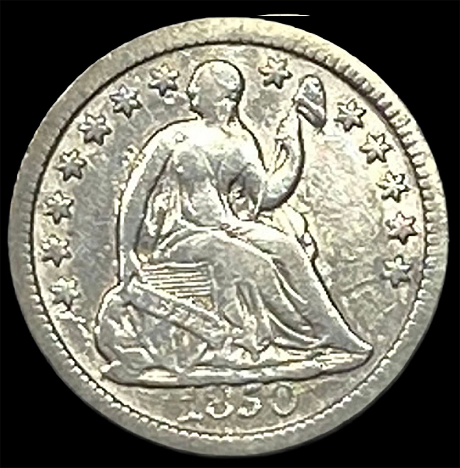 1850 Silver Seated Liberty Half Dime LIGHTLY CIRCULATED: 1850 Silver Seated Liberty Half Dime LIGHTLY CIRCULATED