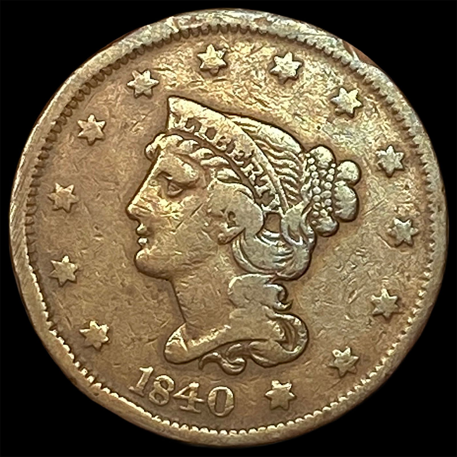 1840 Braided Hair Large Cent LIGHTLY CIRCULATED: 1840 Braided Hair Large Cent LIGHTLY CIRCULATED