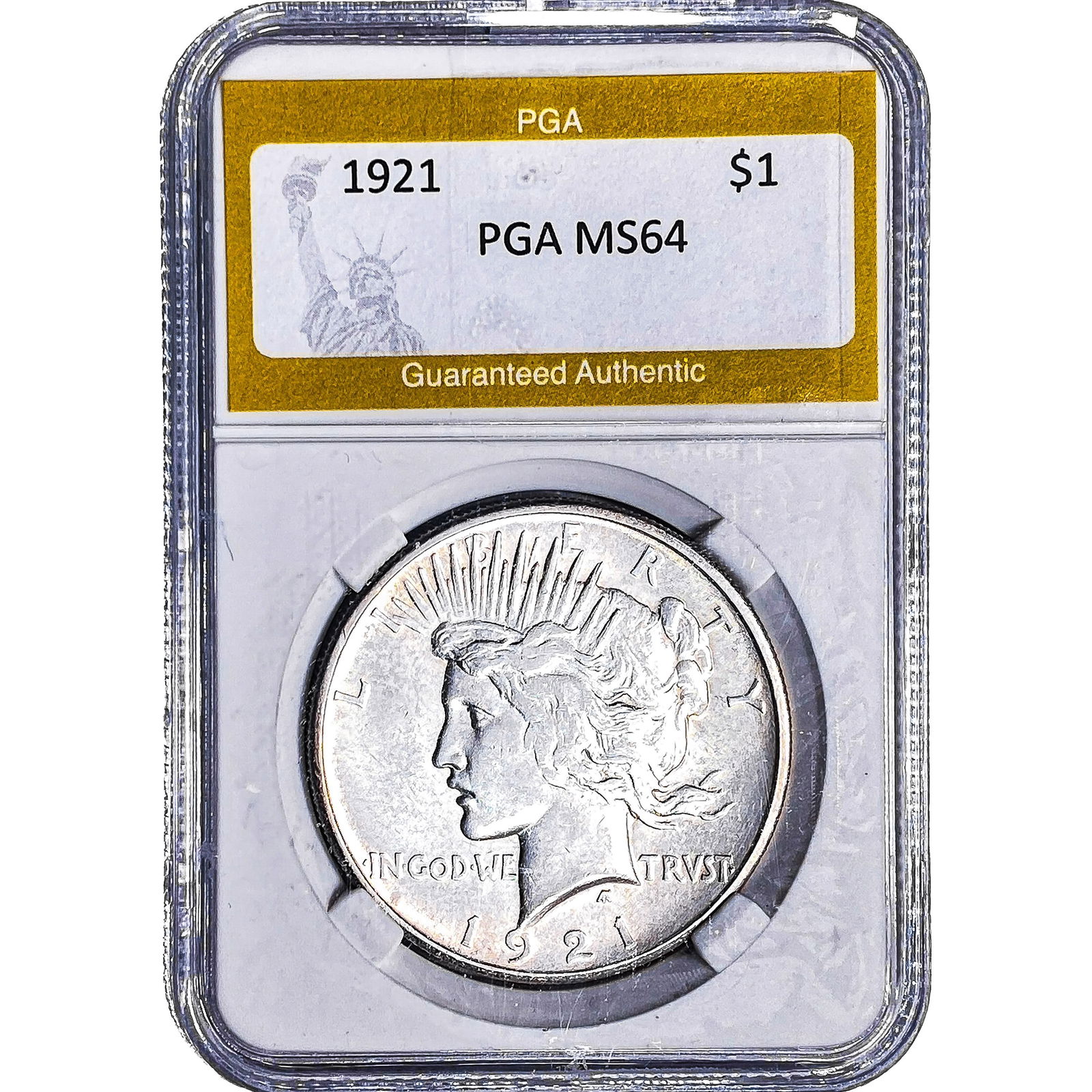 1921 Silver Peace Dollar PGA MS64: 1921 Silver Peace Dollar PGA MS64