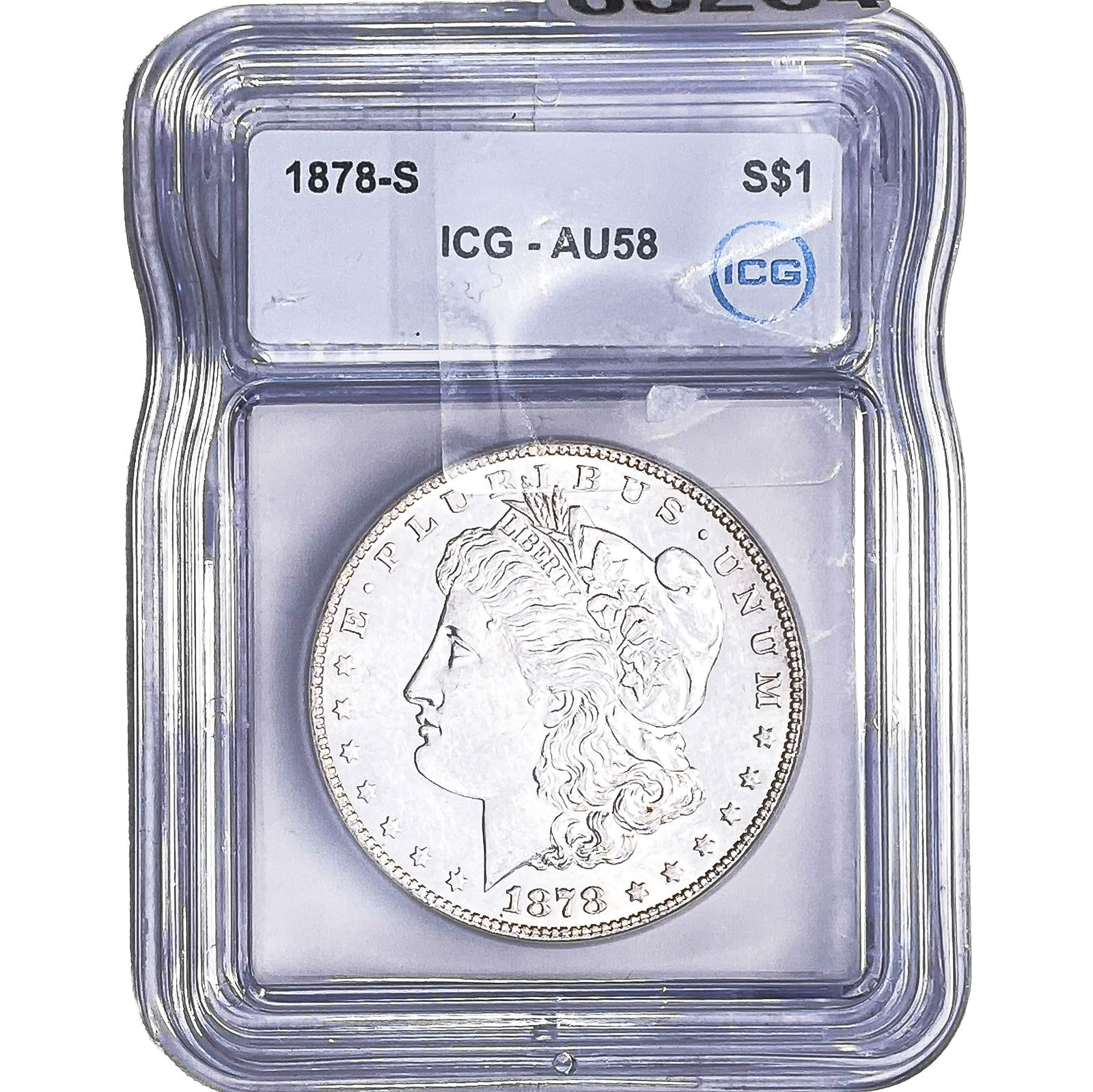 1878-S Morgan Silver Dollar ICG AU58: 1878-S Morgan Silver Dollar ICG AU58