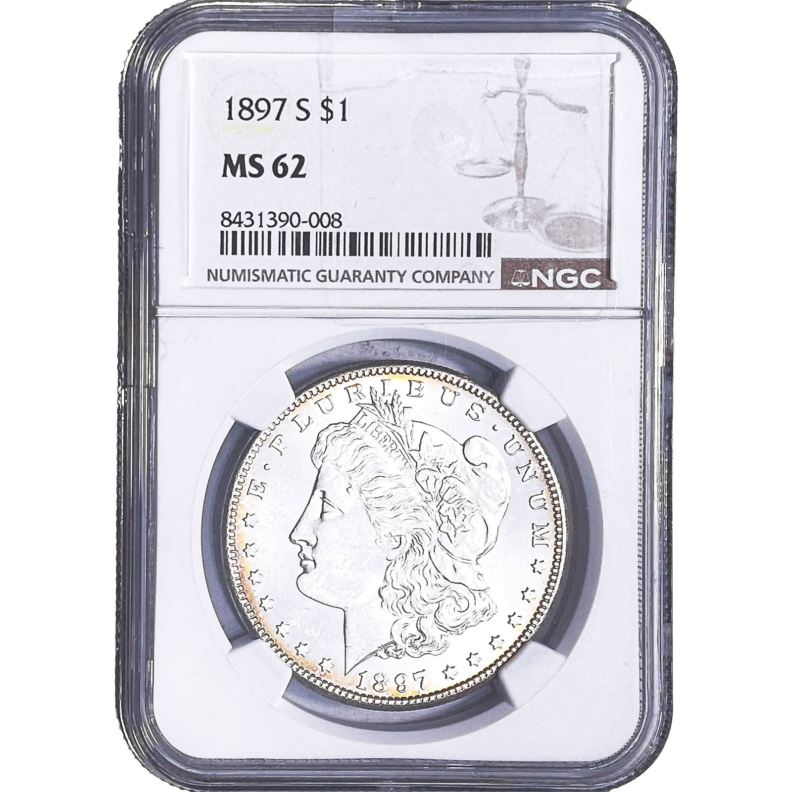 1897-S Morgan Silver Dollar NGC MS62: 1897-S Morgan Silver Dollar NGC MS62