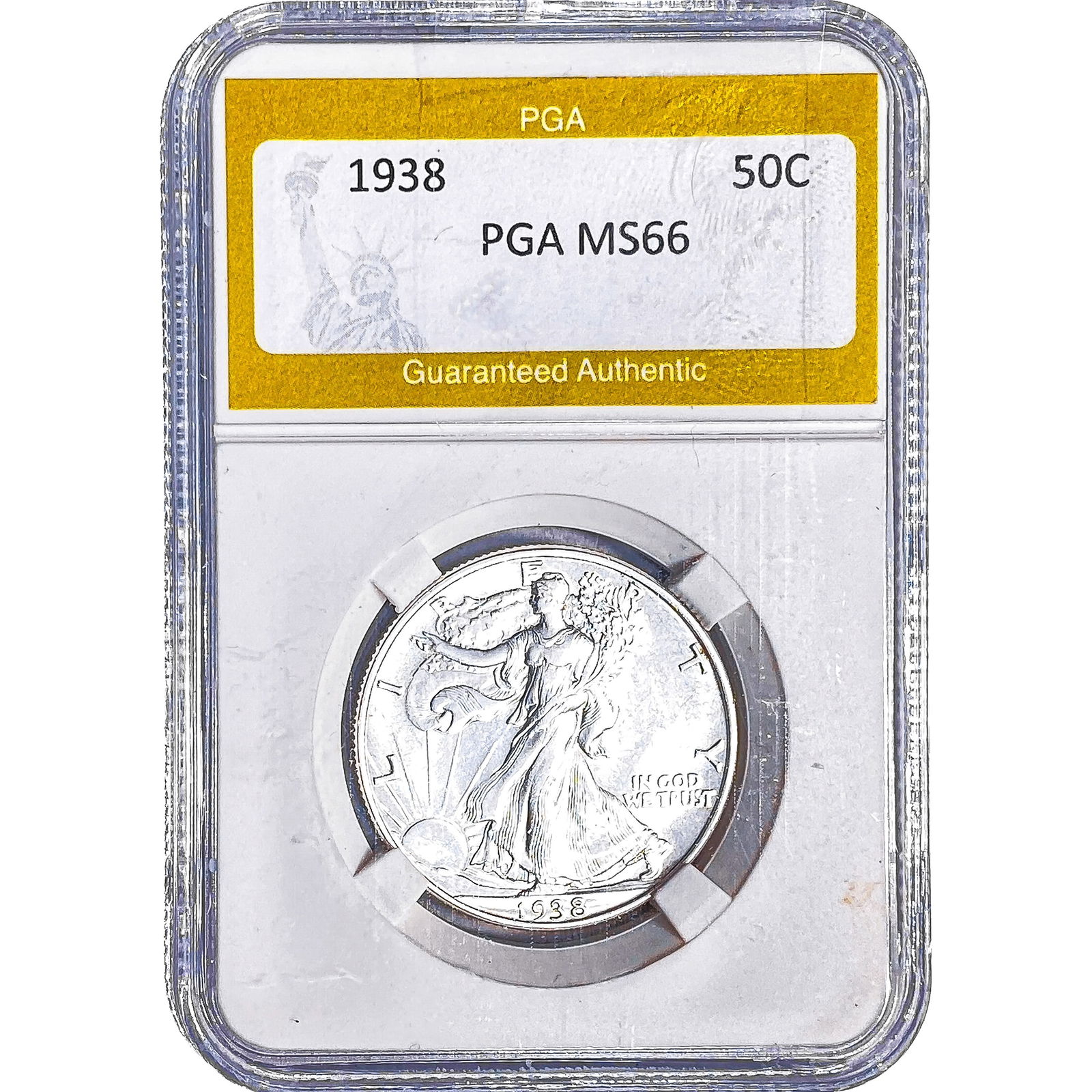 1938 Walking Liberty Half Dollar PGA MS66: 1938 Walking Liberty Half Dollar PGA MS66