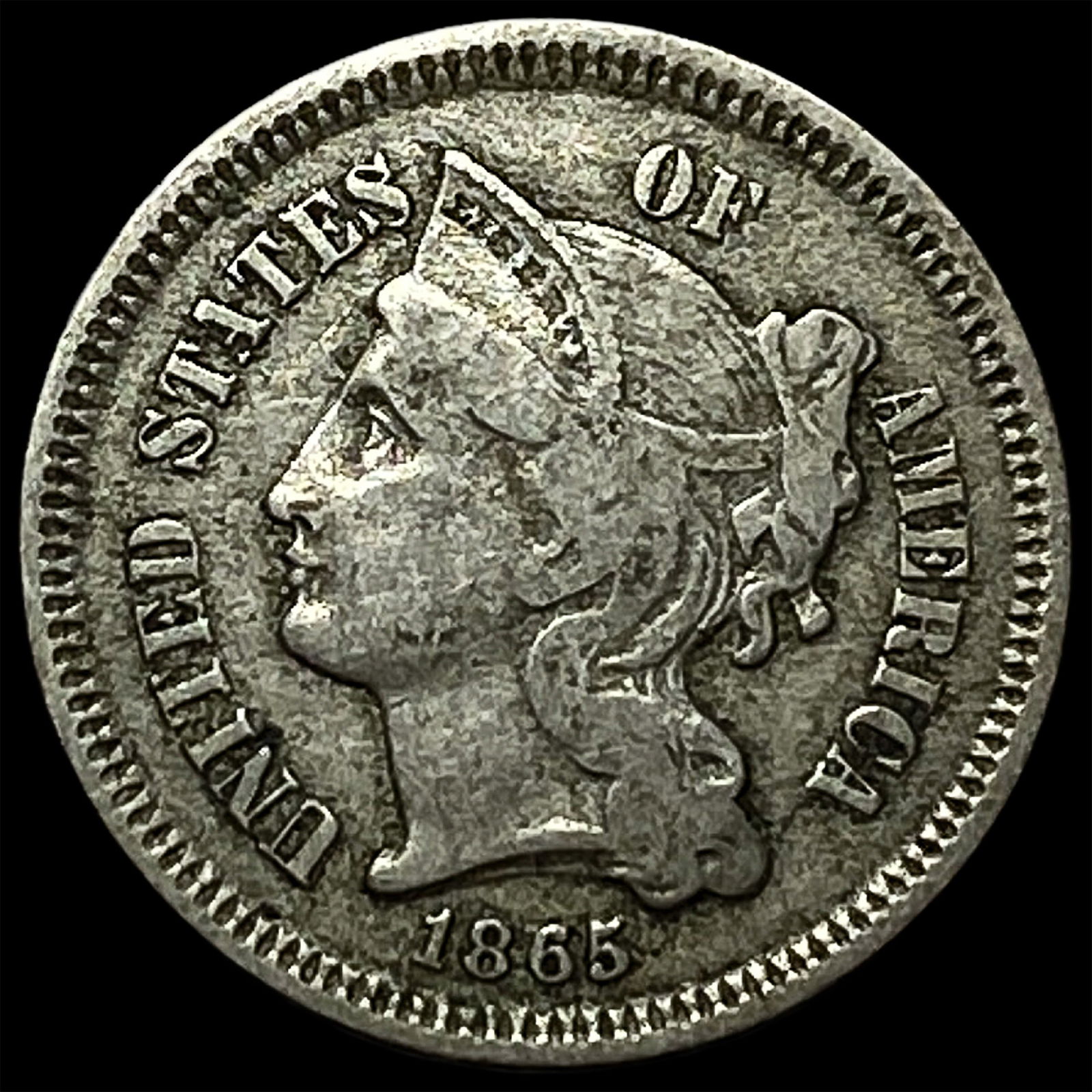 1865 Nickel Three-Cent Piece LIGHTLY CIRCULATED (1 of 2)
