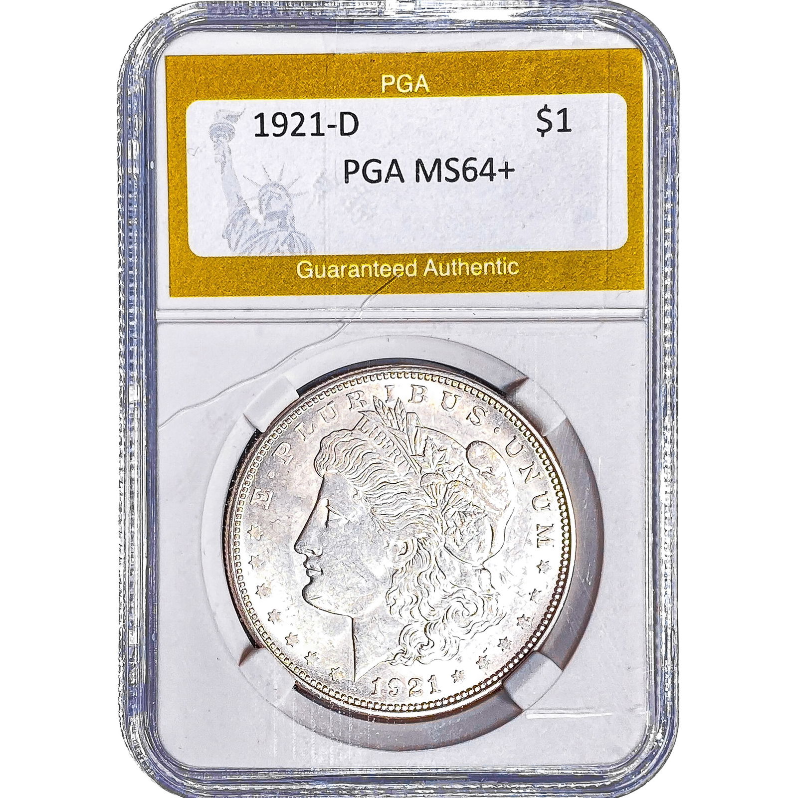 1921-D Morgan Silver Dollar PGA MS64+: 1921-D Morgan Silver Dollar PGA MS64+