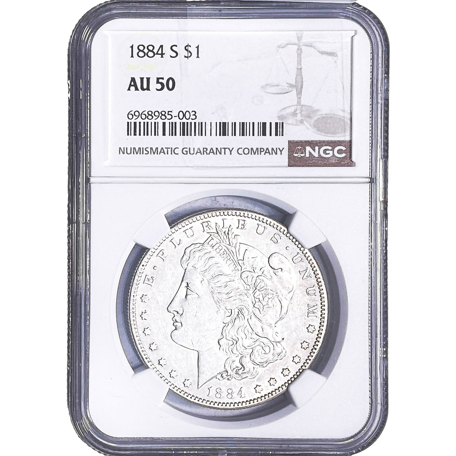 1884-S Morgan Silver Dollar NGC AU50: 1884-S Morgan Silver Dollar NGC AU50