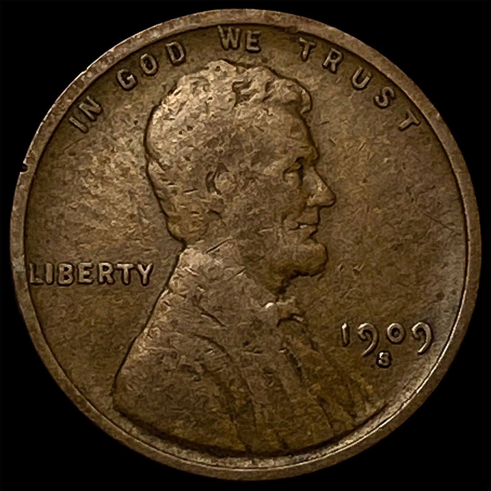 1909-S Lincoln Wheat Cent ABOUT UNCIRCULATED: 1909-S Lincoln Wheat Cent ABOUT UNCIRCULATED