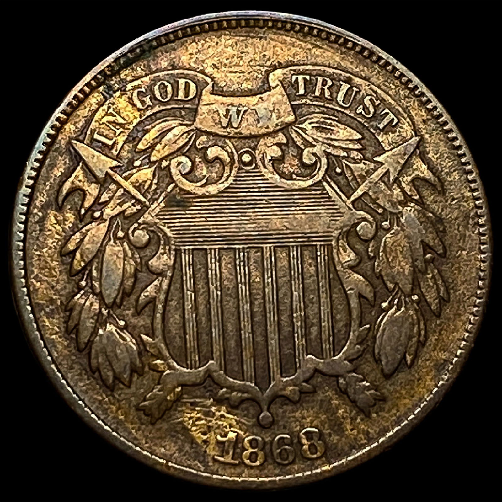1868 Copper Two-Cent Piece CLOSELY UNCIRCULATED: 1868 Copper Two-Cent Piece CLOSELY UNCIRCULATED