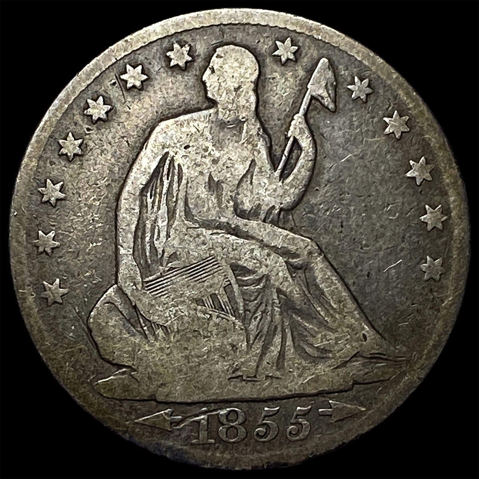 1855-O Silver Seated Liberty Half Dollar NICELY CIRCULATED: 1855-O Silver Seated Liberty Half Dollar NICELY CIRCULATED