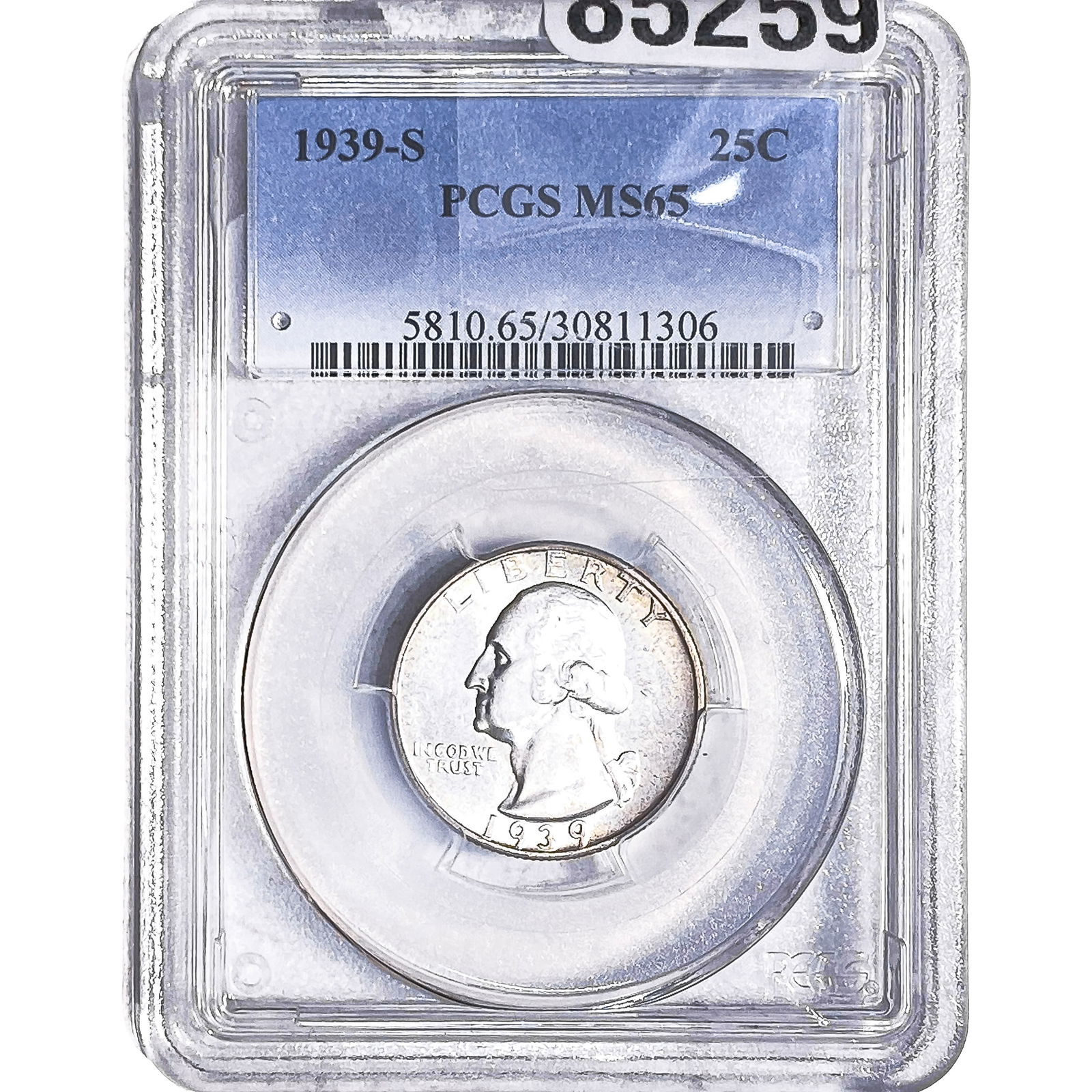1939-S Washington Silver Quarter PCGS MS65: 1939-S Washington Silver Quarter PCGS MS65