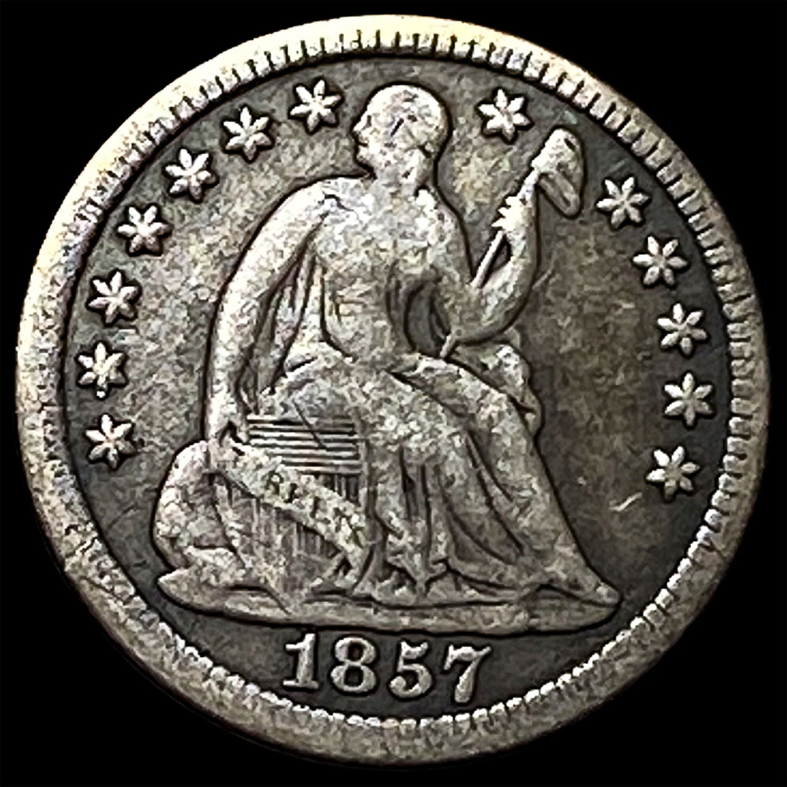 1857 Silver Half Dime LIGHTLY CIRCULATED: 1857 Silver Half Dime LIGHTLY CIRCULATED