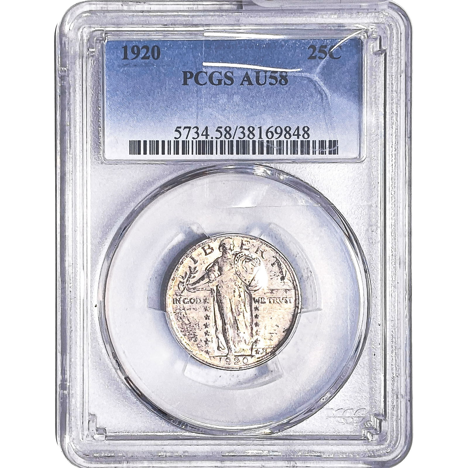 1920 Standing Liberty Quarter PCGS AU58: 1920 Standing Liberty Quarter PCGS AU58