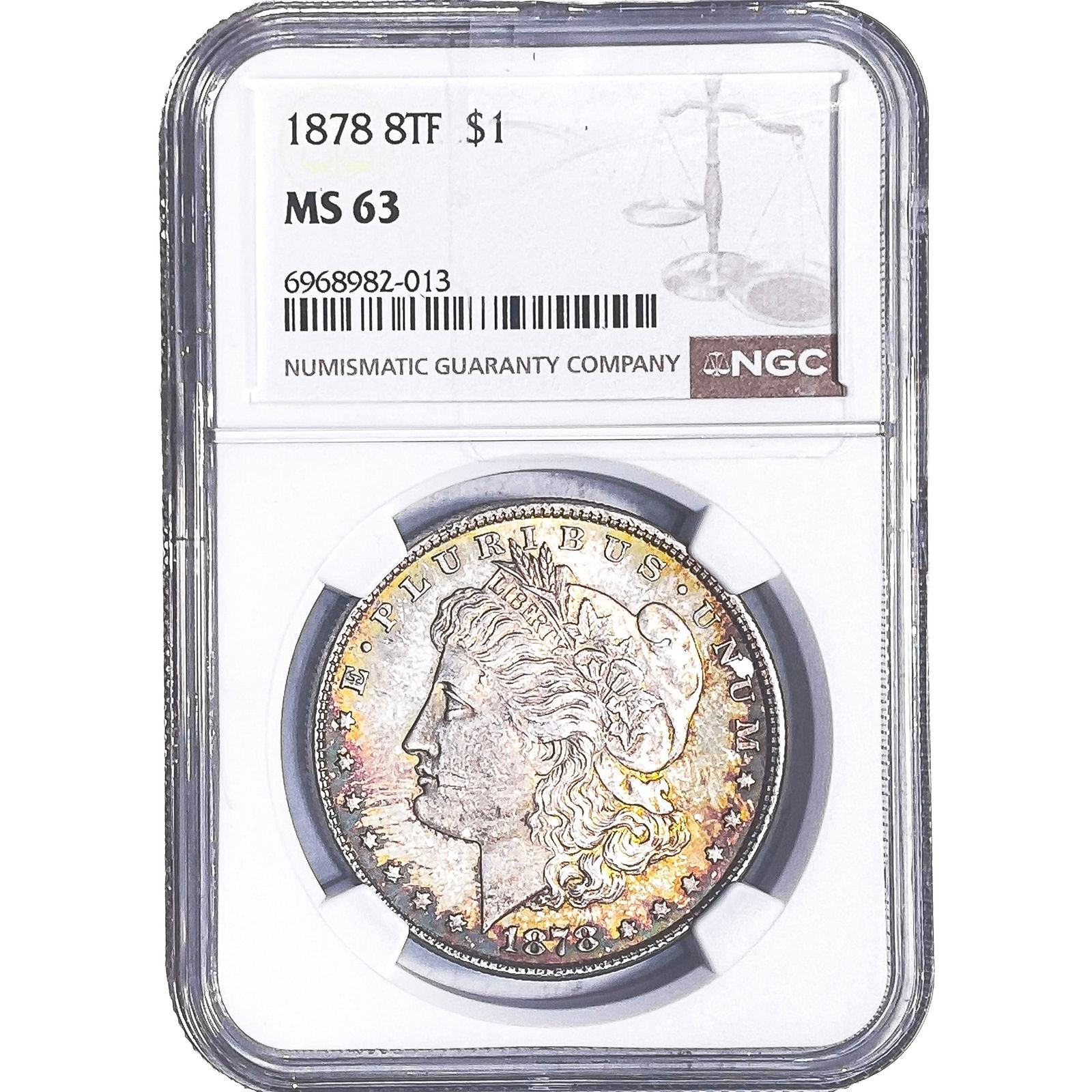 1878 8TF Morgan Silver Dollar NGC MS63: 1878 8TF Morgan Silver Dollar NGC MS63