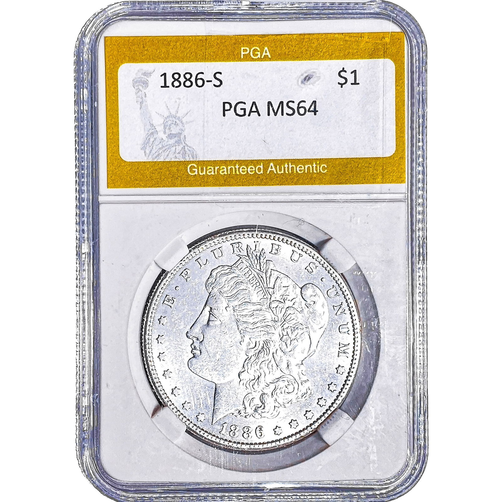 1886-S Morgan Silver Dollar PGA MS64: 1886-S Morgan Silver Dollar PGA MS64