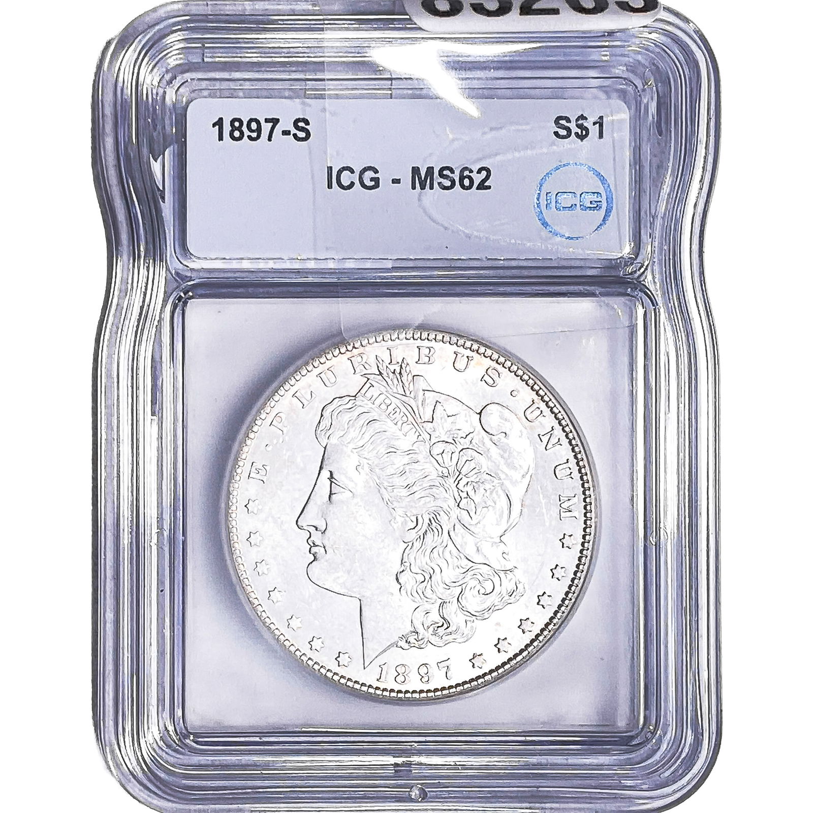 1897-S Morgan Silver Dollar ICG MS62: 1897-S Morgan Silver Dollar ICG MS62