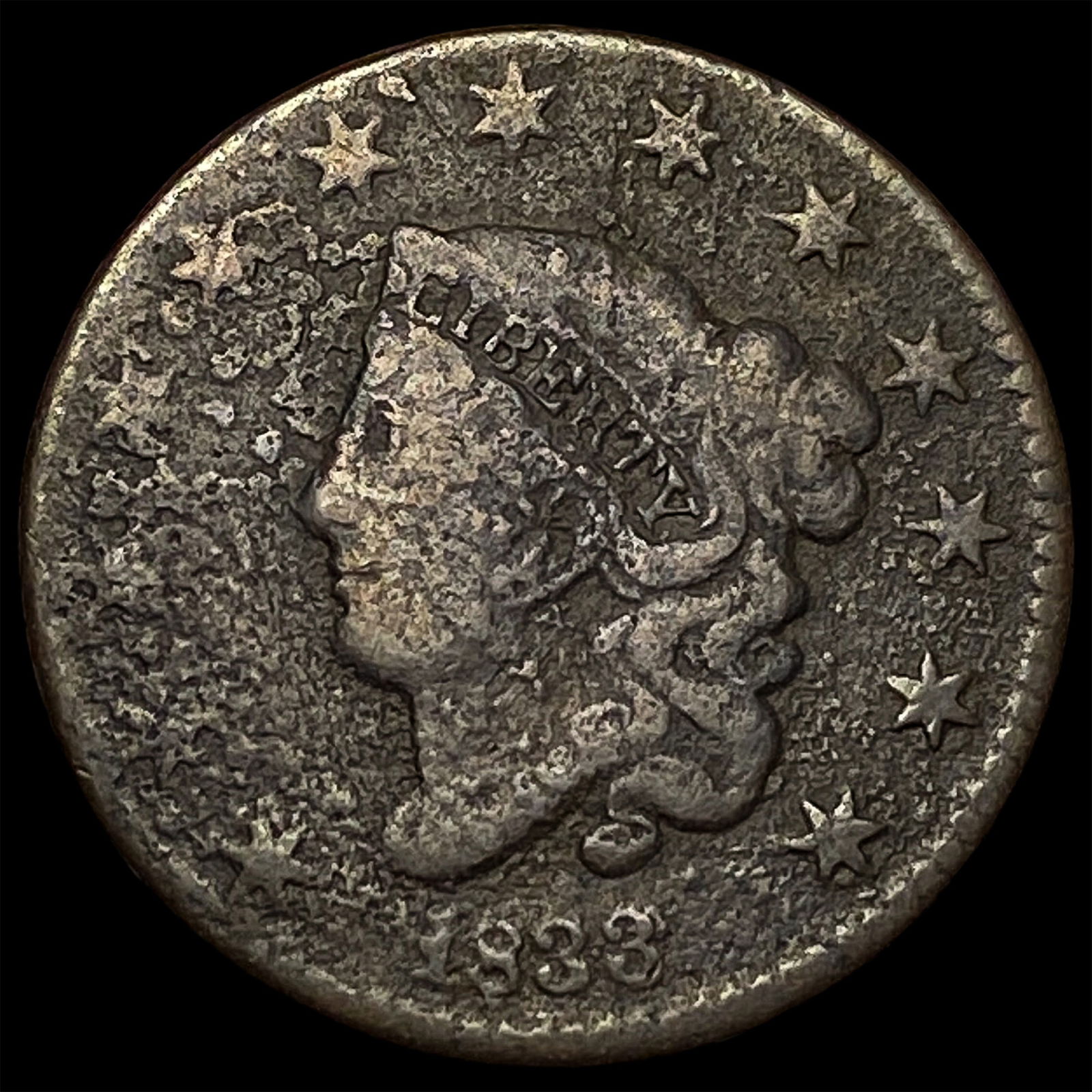 1833 Coronet Head Large Cent LIGHTLY CIRCULATED: 1833 Coronet Head Large Cent LIGHTLY CIRCULATED