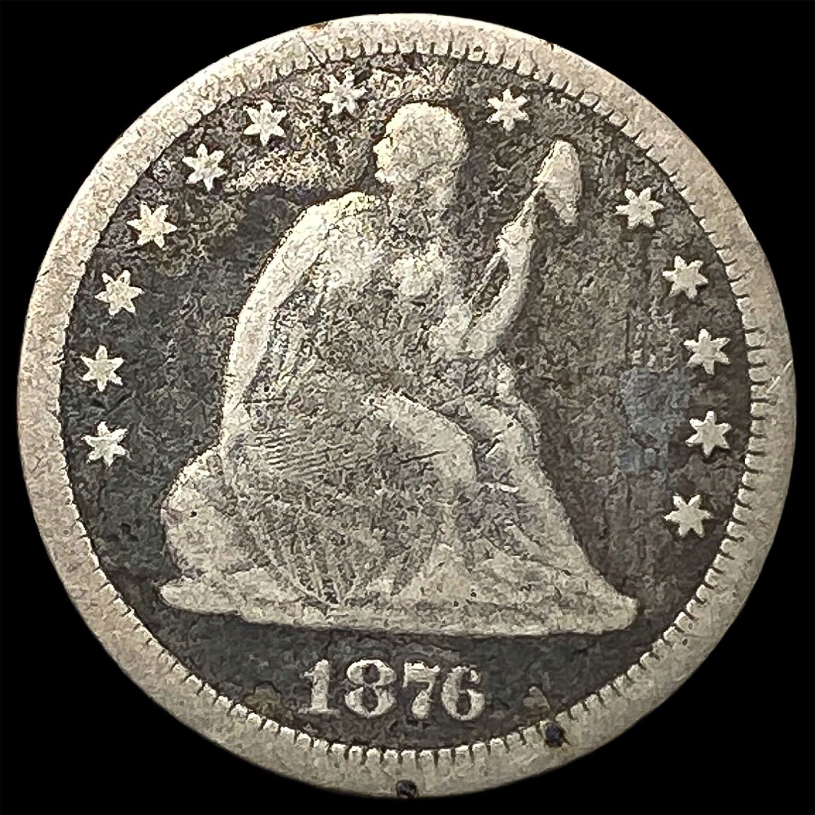 1876-CC Silver Seated Liberty Quarter LIGHTLY CIRCULATED (1 of 2)