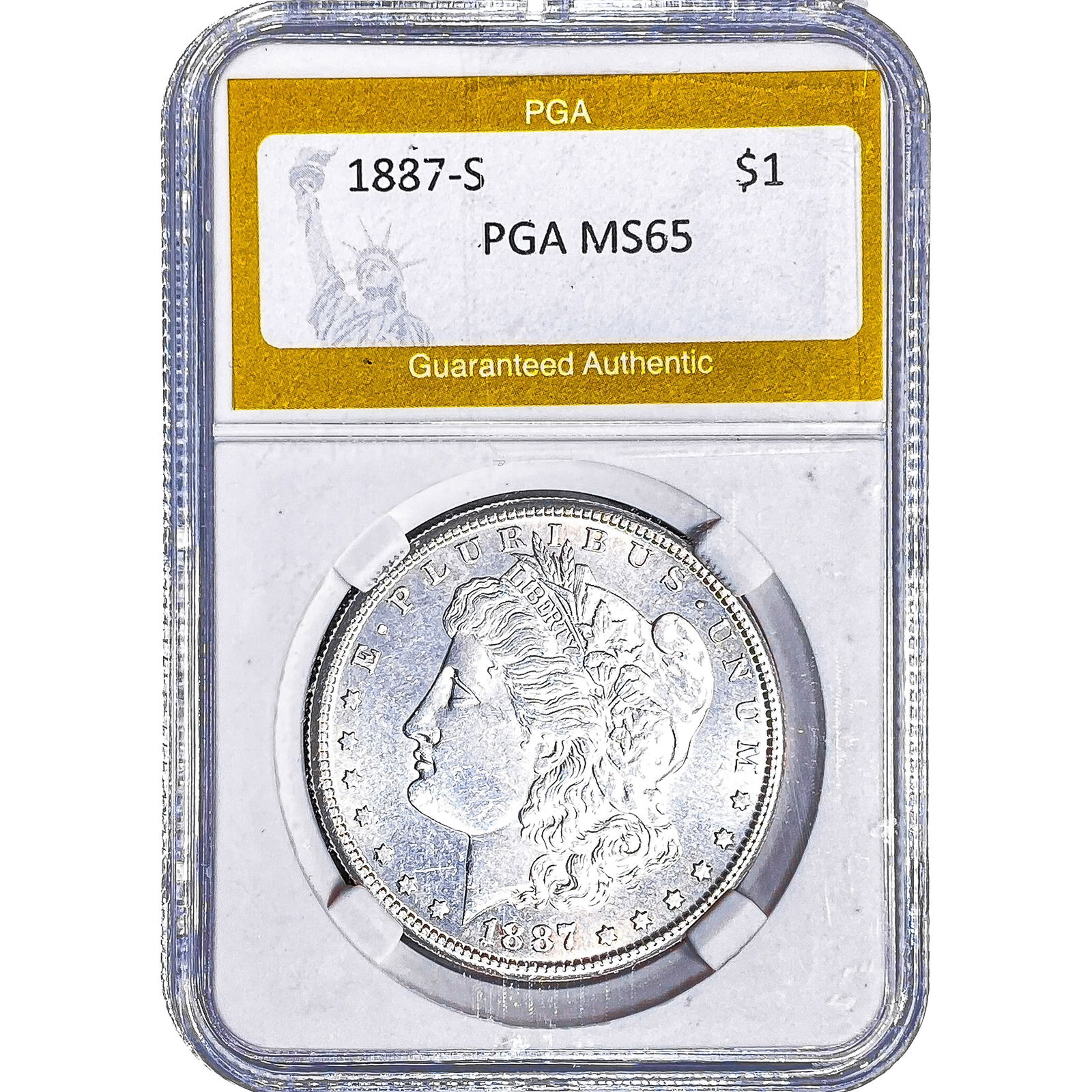 1887-S Morgan Silver Dollar PGA MS65: 1887-S Morgan Silver Dollar PGA MS65