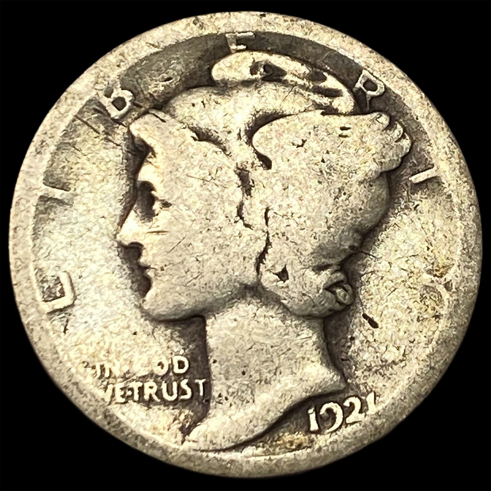 1921 Silver Mercury Dime NICELY CIRCULATED (1 of 2)