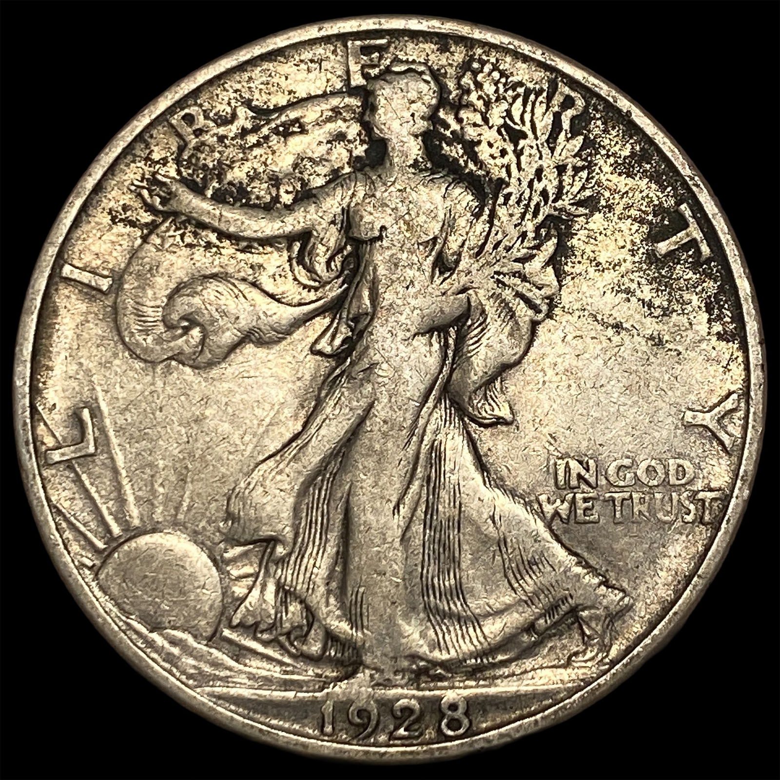 1928-S Silver Walking Liberty Half Dollar LIGHTLY CIRCULATED: 1928-S Silver Walking Liberty Half Dollar LIGHTLY CIRCULATED