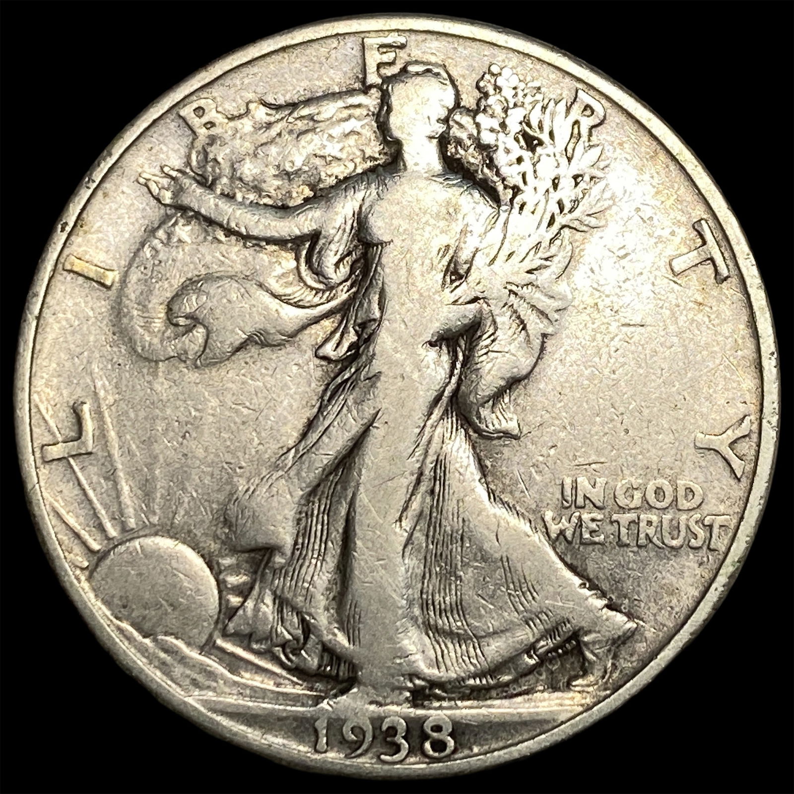 1938-D Silver Walking Liberty Half Dollar LIGHTLY CIRCULATED: 1938-D Silver Walking Liberty Half Dollar LIGHTLY CIRCULATED