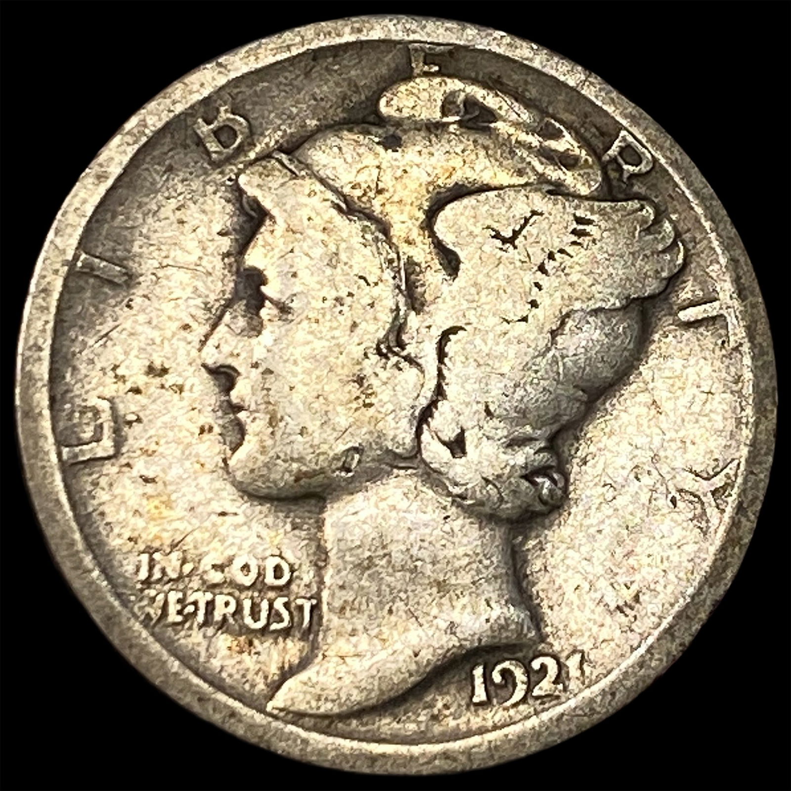 1921 Silver Mercury Dime LIGHTLY CIRCULATED: 1921 Silver Mercury Dime LIGHTLY CIRCULATED