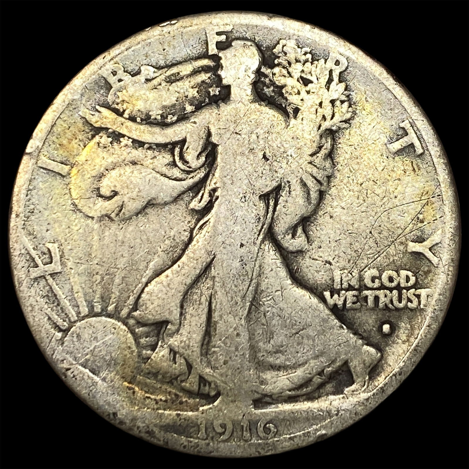 1916-S Silver Walking Liberty Half Dollar NICELY CIRCULATED: 1916-S Silver Walking Liberty Half Dollar NICELY CIRCULATED