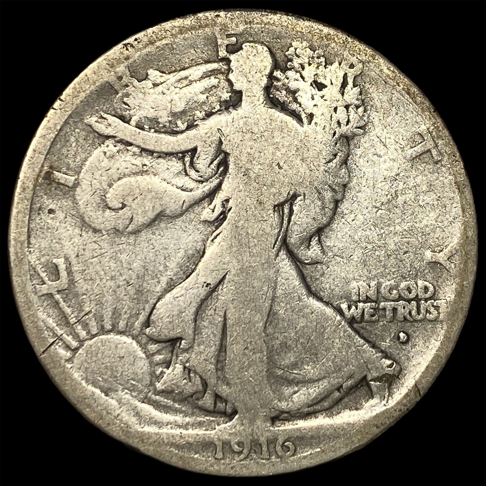 1916-D Silver Walking Liberty Half Dollar NICELY CIRCULATED (1 of 2)