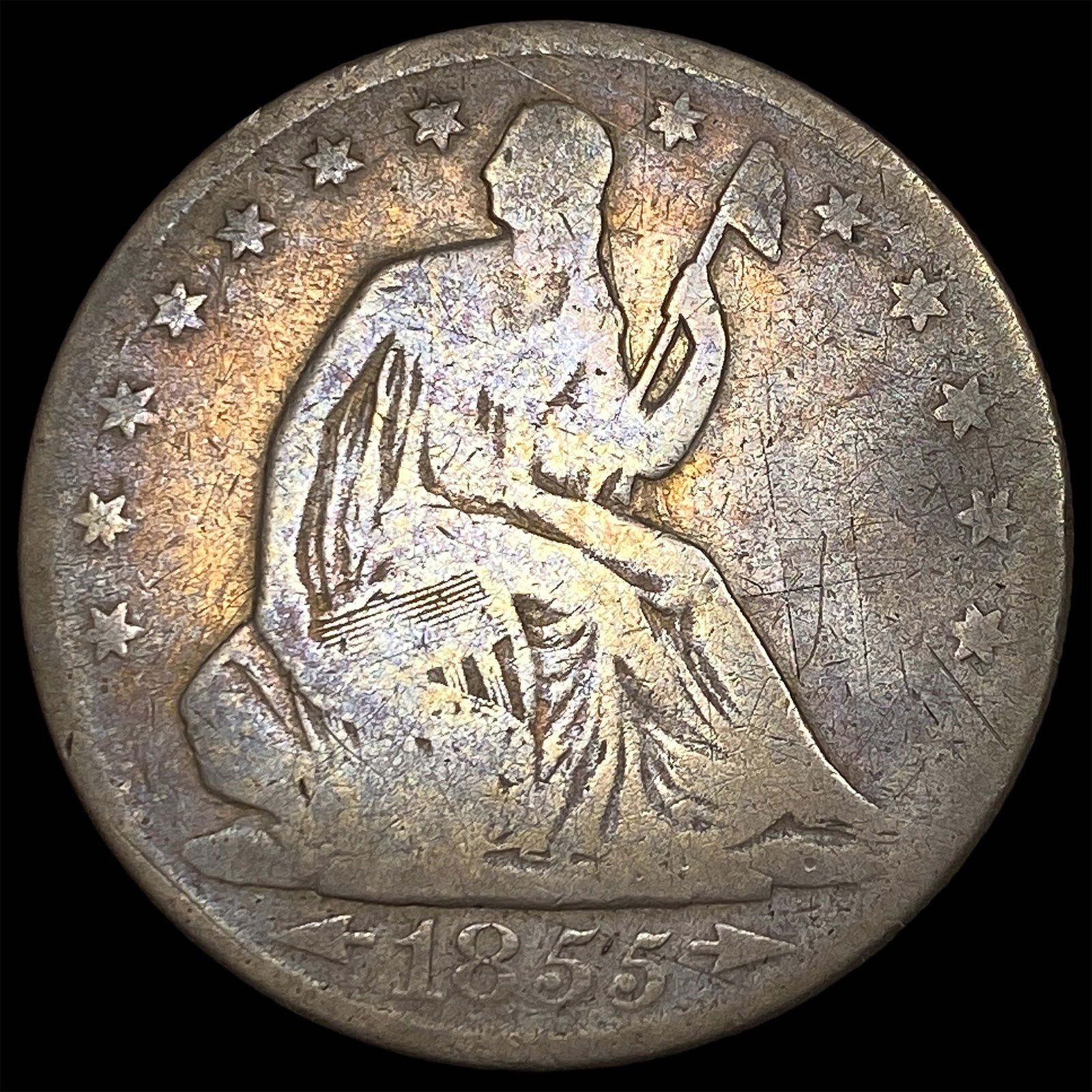 1855-O Silver Seated Liberty Half Dollar NICELY CIRCULATED: 1855-O Silver Seated Liberty Half Dollar NICELY CIRCULATED