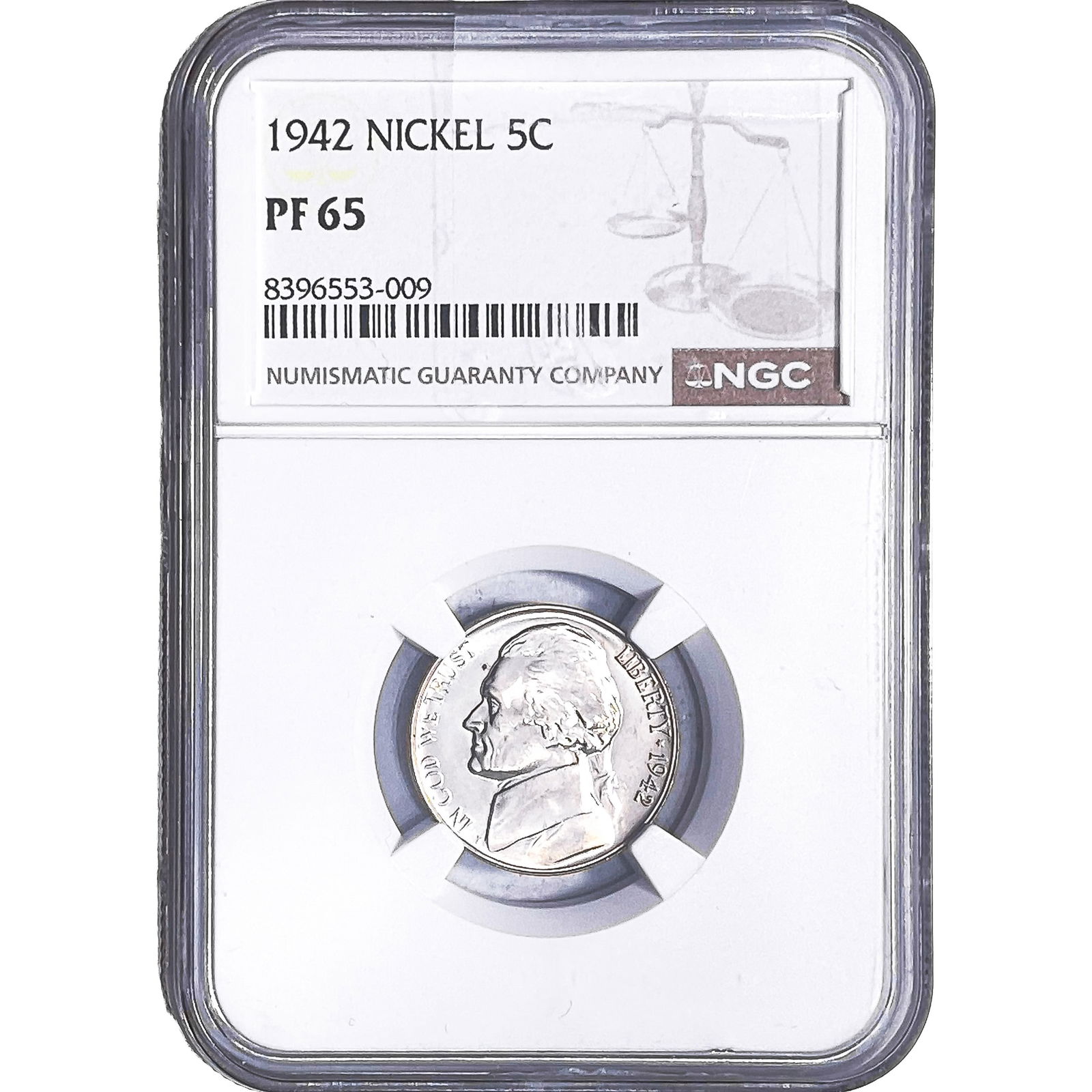1942 Jefferson Nickel NGC PF65: 1942 Jefferson Nickel NGC PF65