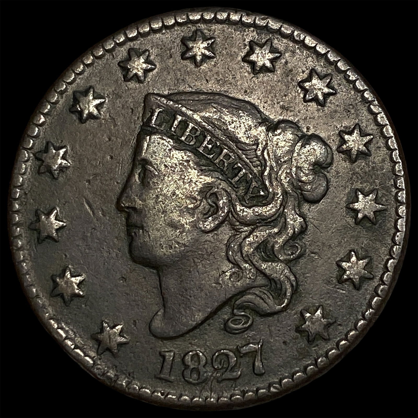 1827 Coronet Head Large Cent LIGHTLY CIRCULATED (1 of 2)