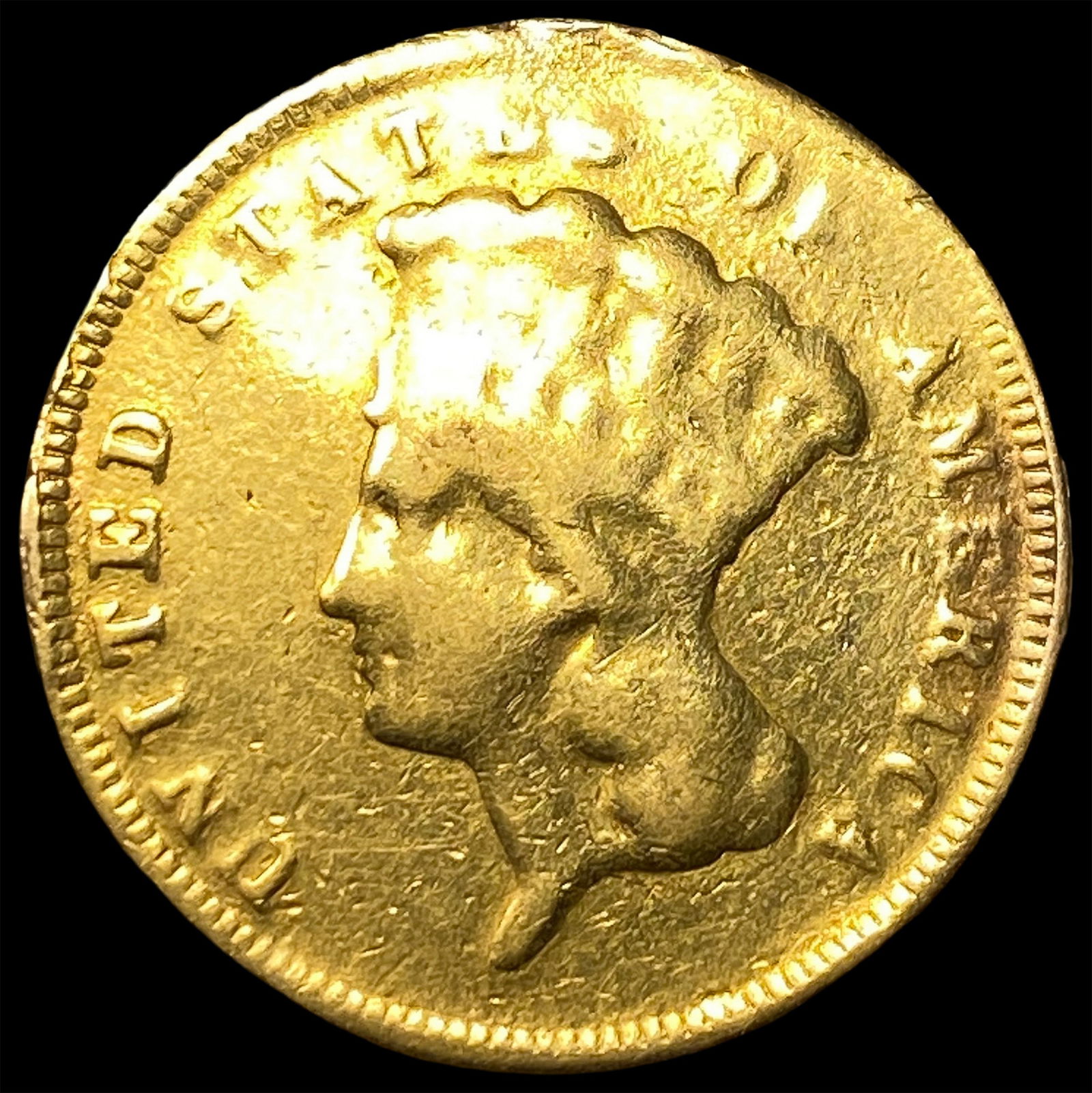 1878 Gold $3 Indian Princess Head NICELY CIRCULATED (1 of 2)