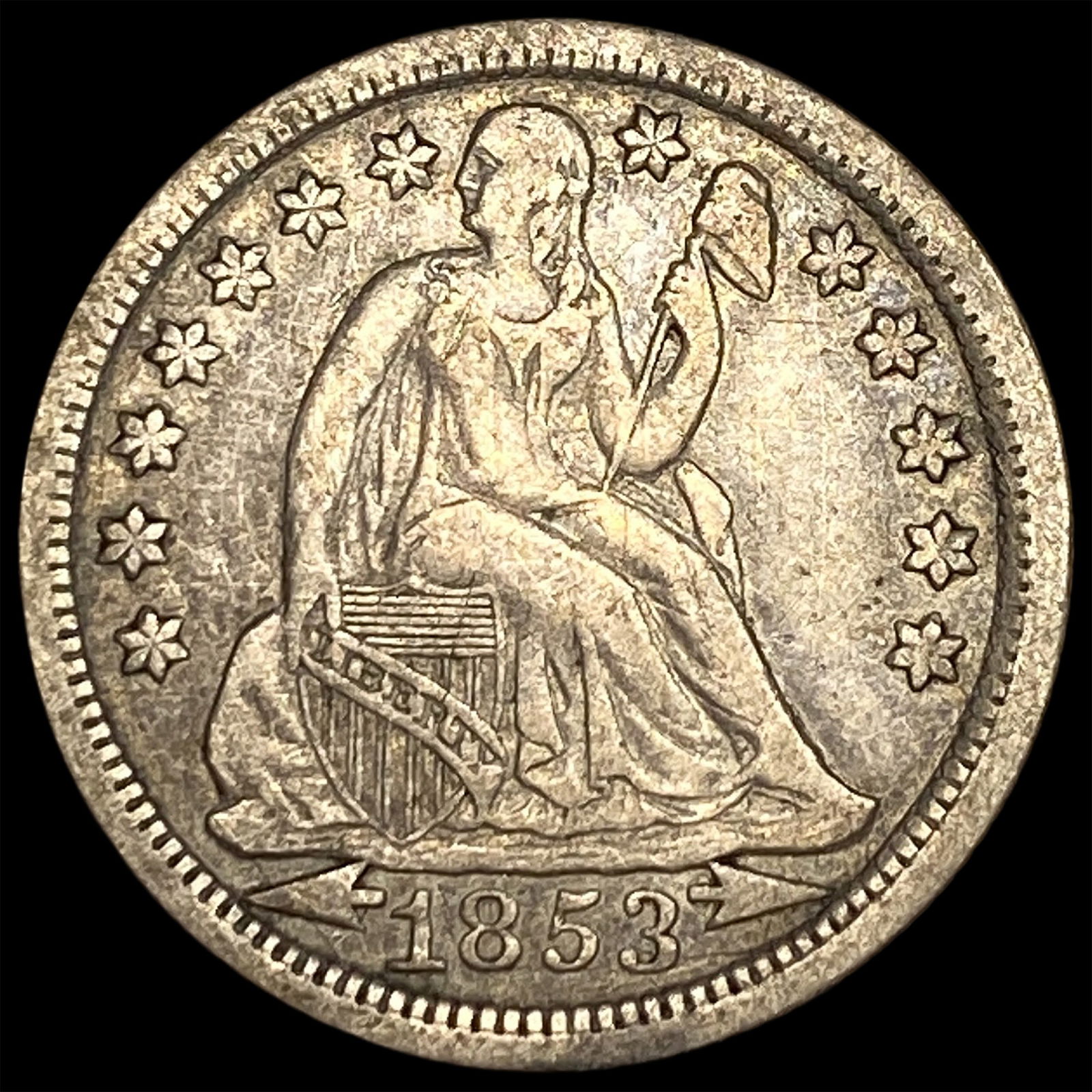 1853 Arrows Seated Liberty Dime LIGHTLY CIRCULATED: 1853 Arrows Seated Liberty Dime LIGHTLY CIRCULATED