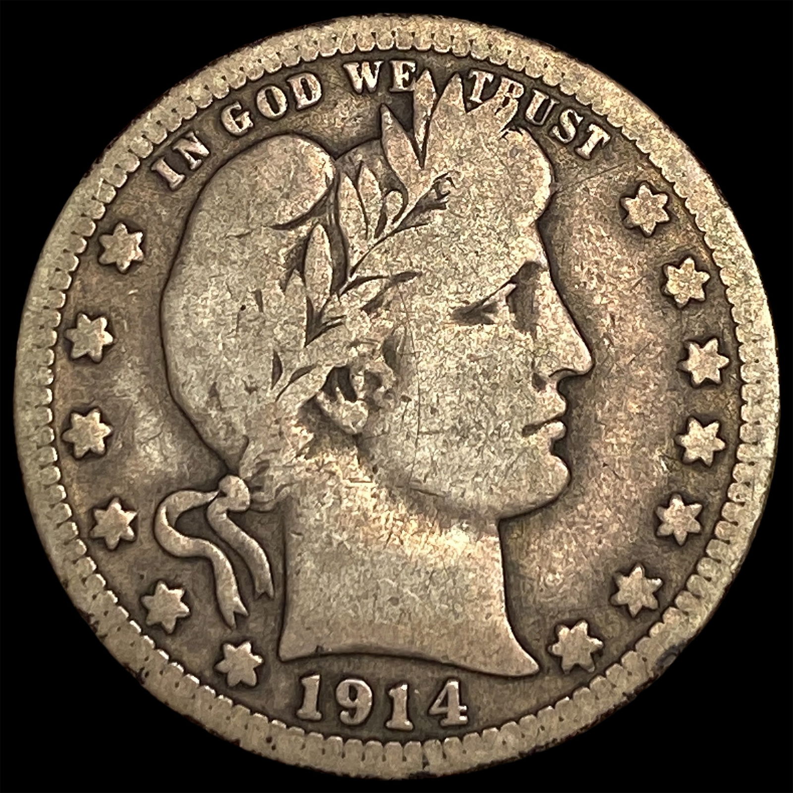 1914 Barber Silver Quarter NEARLY UNCIRCULATED: 1914 Barber Silver Quarter NEARLY UNCIRCULATED