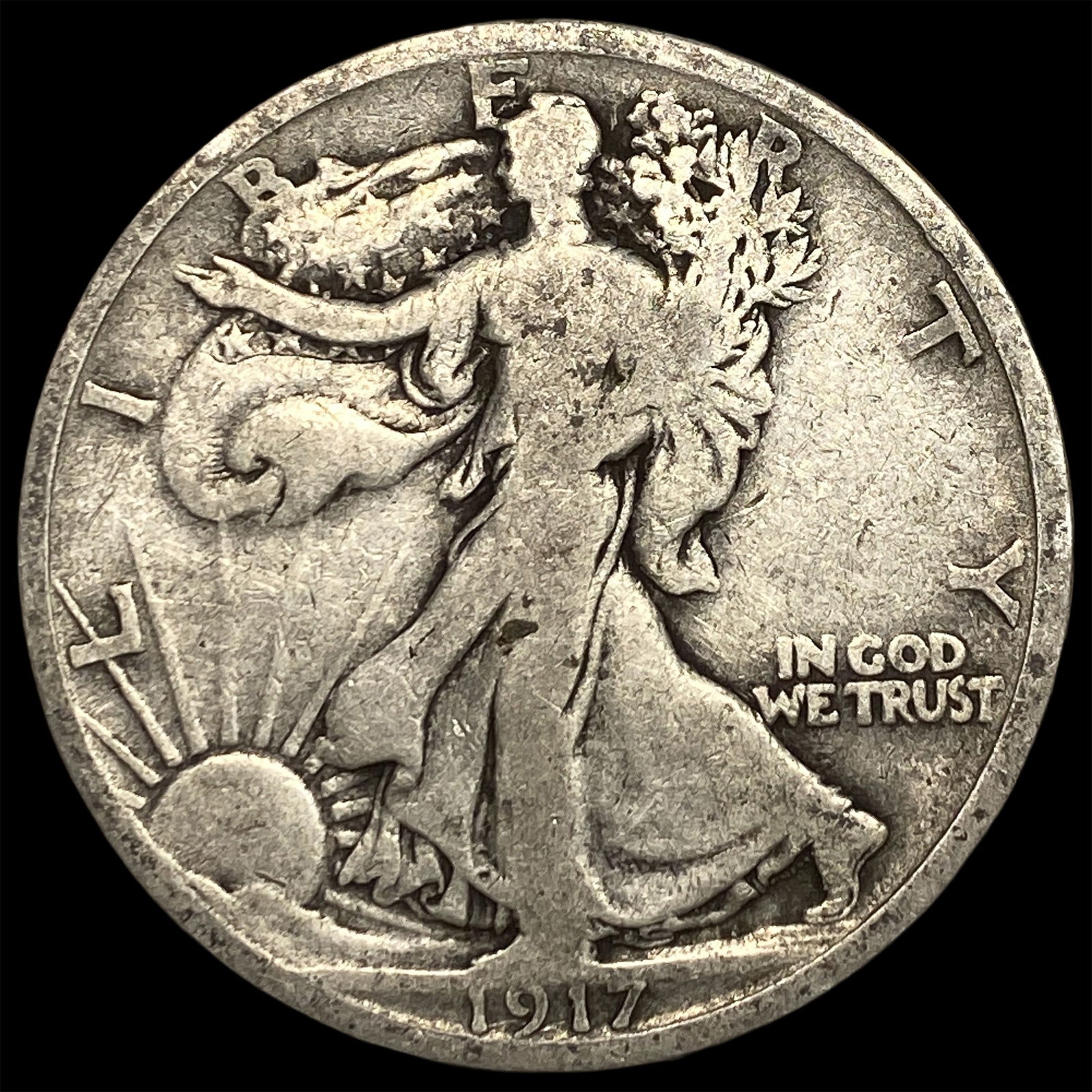 1917-D Silver Walking Liberty Half Dollar LIGHTLY CIRCULATED: 1917-D Silver Walking Liberty Half Dollar LIGHTLY CIRCULATED