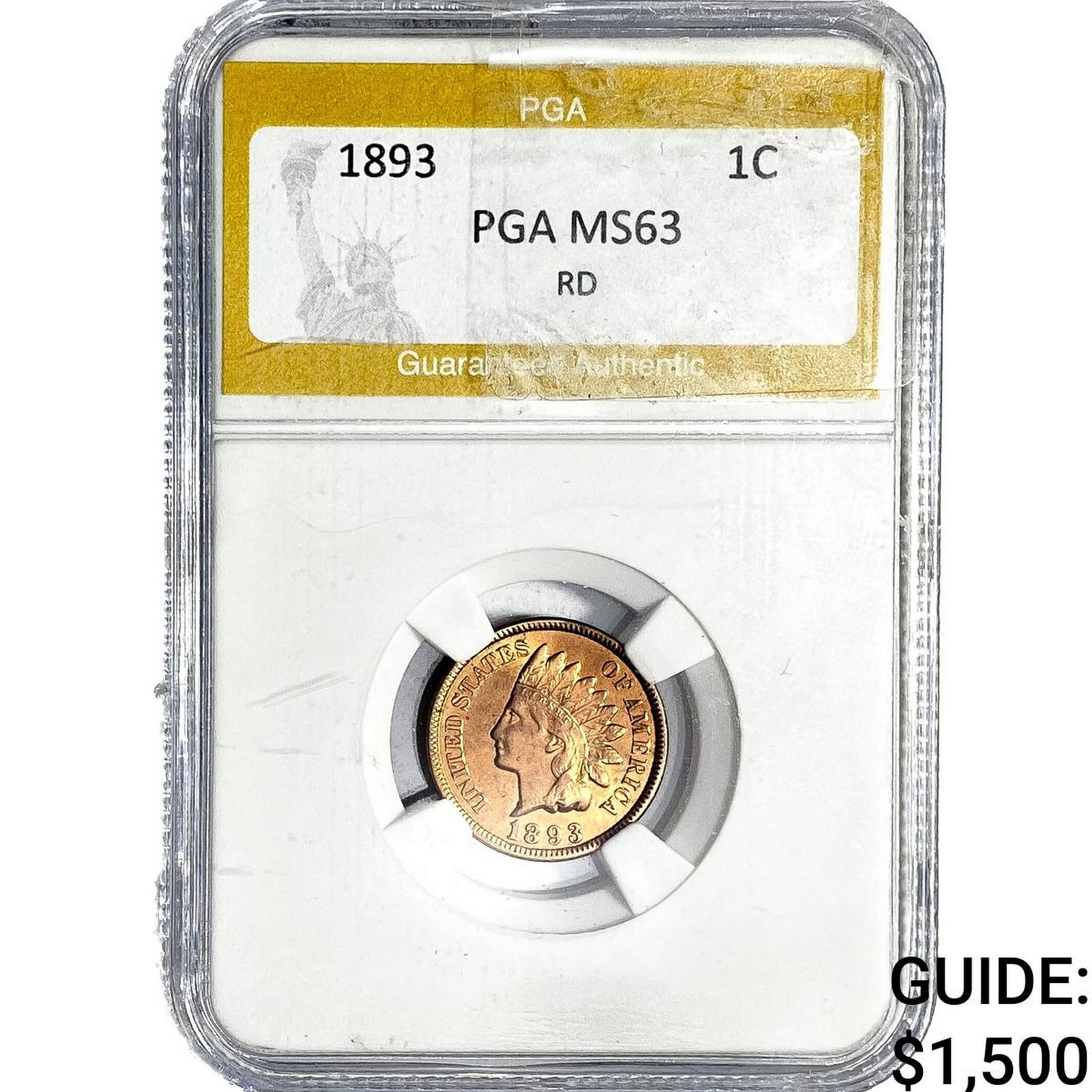 1963 Indian Head Cent PGA MS63 Red: 1963 Indian Head Cent PGA MS63 Red