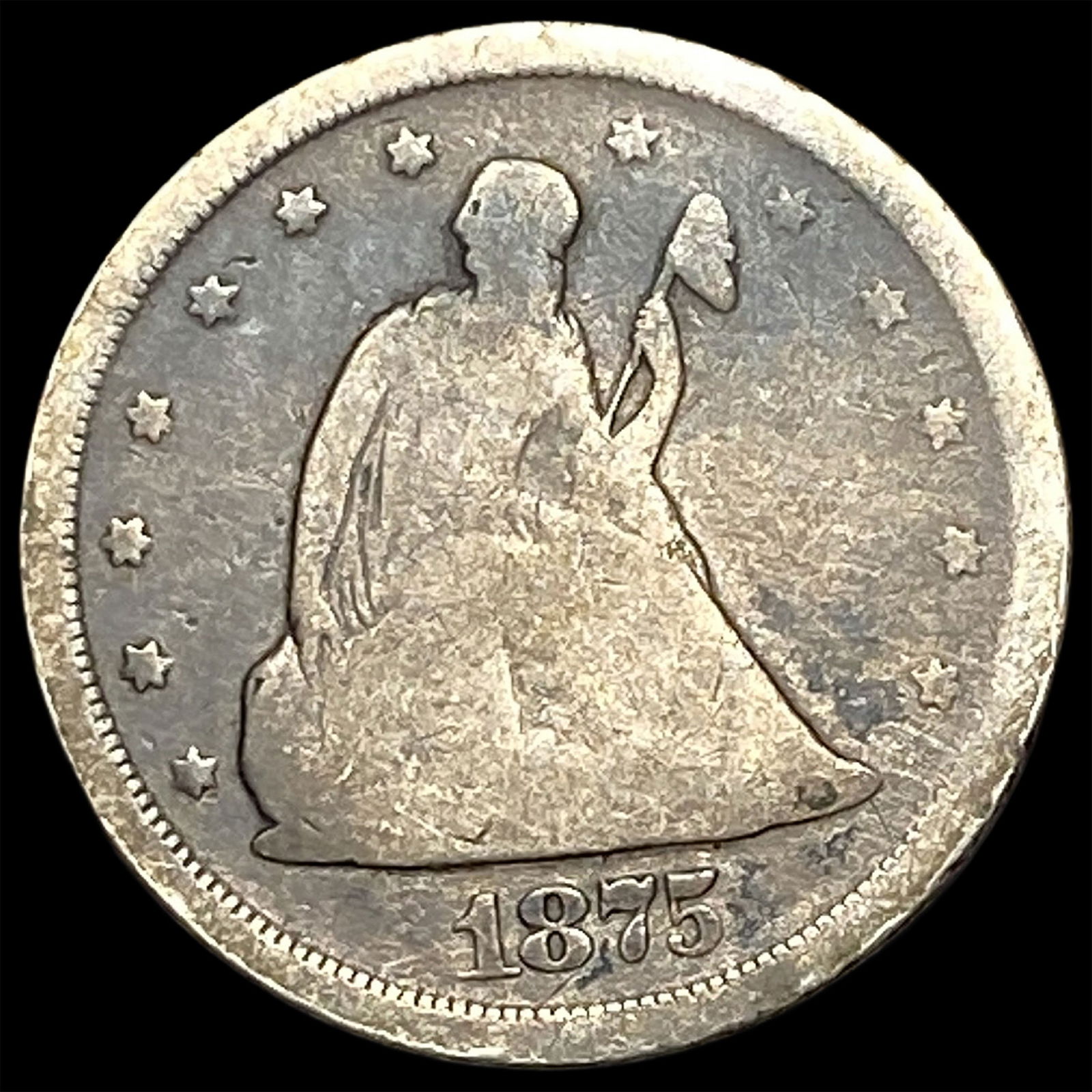 1875-S Silver Seated Liberty Quarter NICELY CIRCULATED: 1875-S Silver Seated Liberty Quarter NICELY CIRCULATED