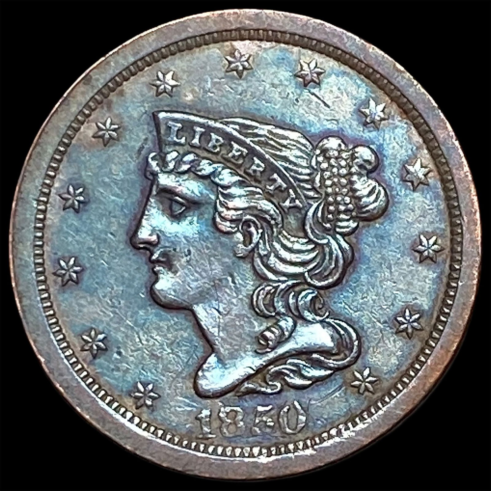 1850 Braided Hair Half Cent CLOSELY UNCIRCULATED: 1850 Braided Hair Half Cent CLOSELY UNCIRCULATED