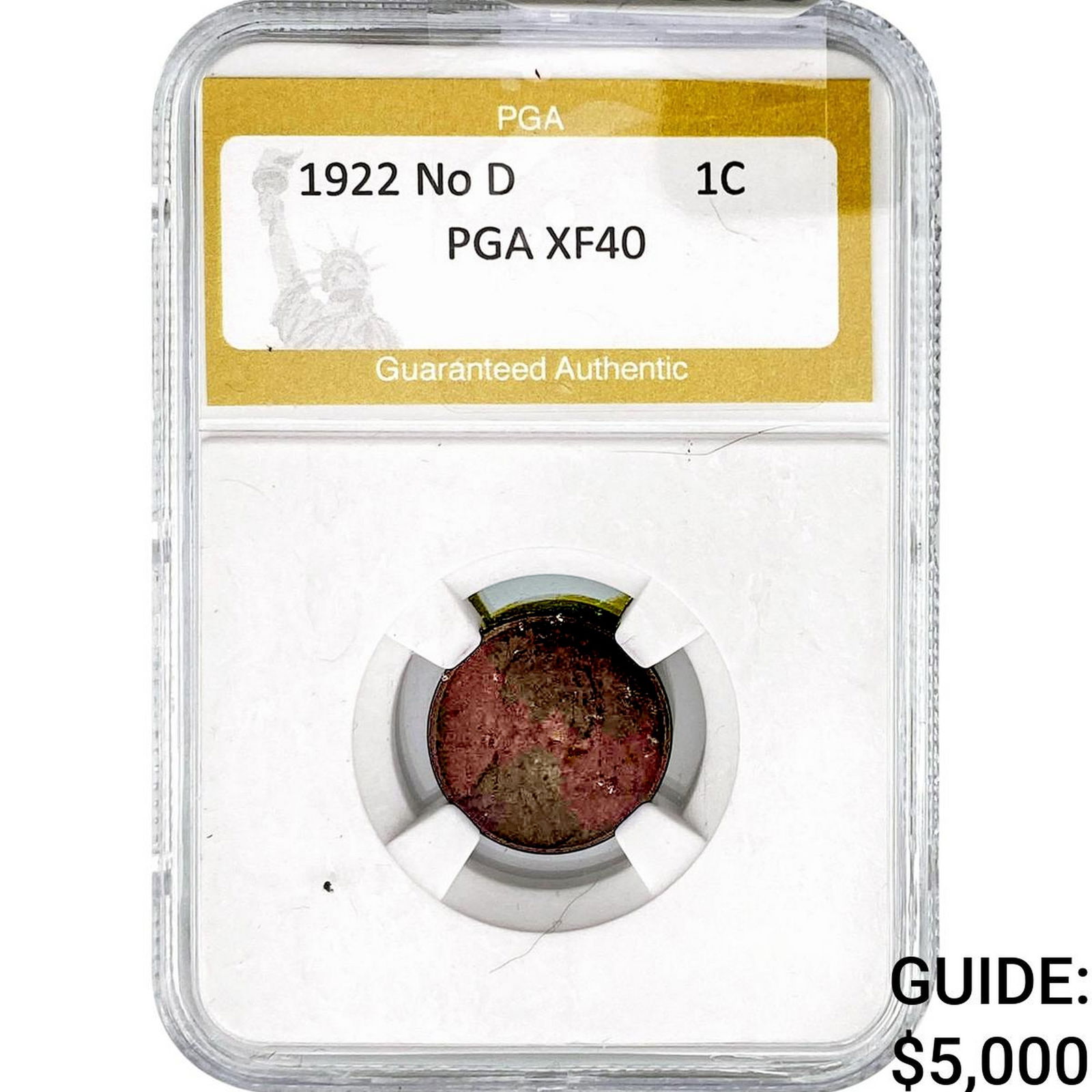 1922 Wheat Cent PGA XF40 No D: 1922 Wheat Cent PGA XF40 No D