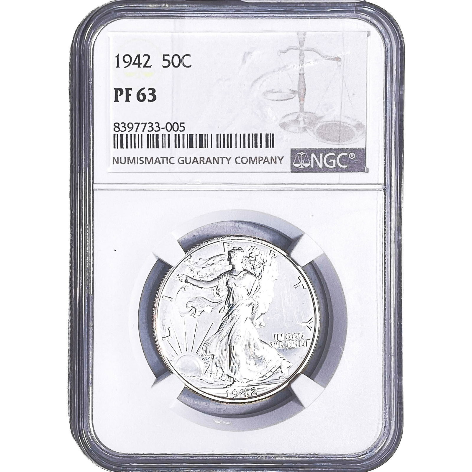 1942 Walking Liberty Half Dollar NGC PF63: 1942 Walking Liberty Half Dollar NGC PF63
