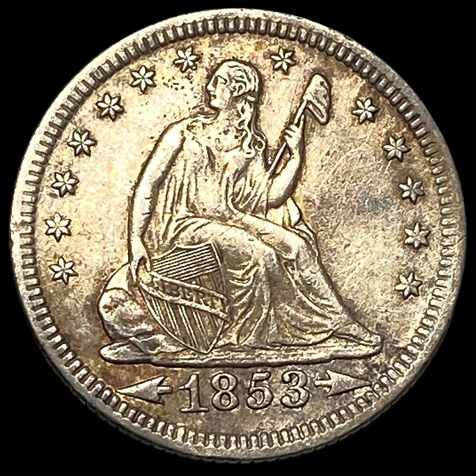 1853 Arrows/Rays Seated Liberty Quarter CHOICE AU: 1853 Arrows/Rays Seated Liberty Quarter CHOICE AU