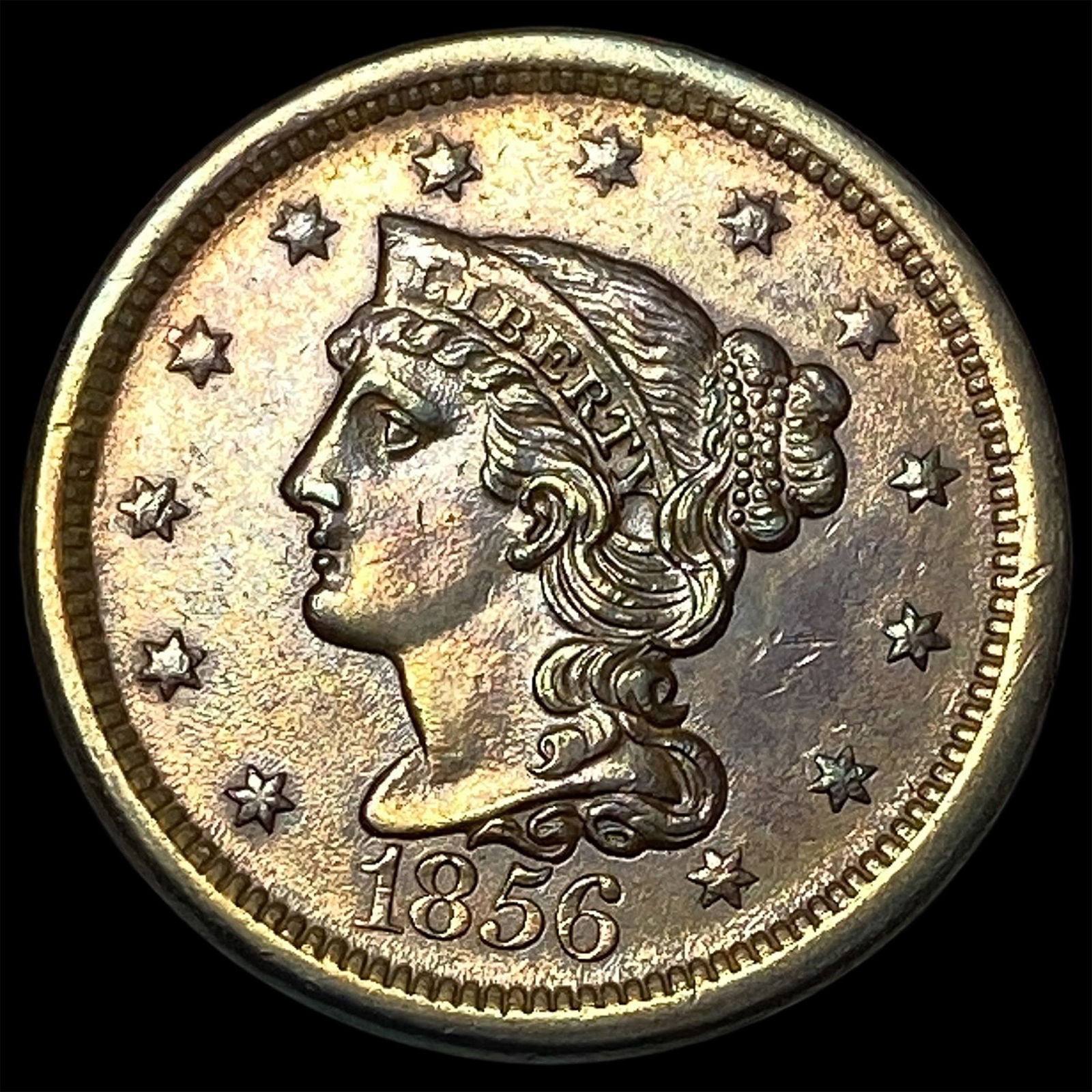 1856 Braided Hair Large Cent CHOICE AU: 1856 Braided Hair Large Cent CHOICE AU