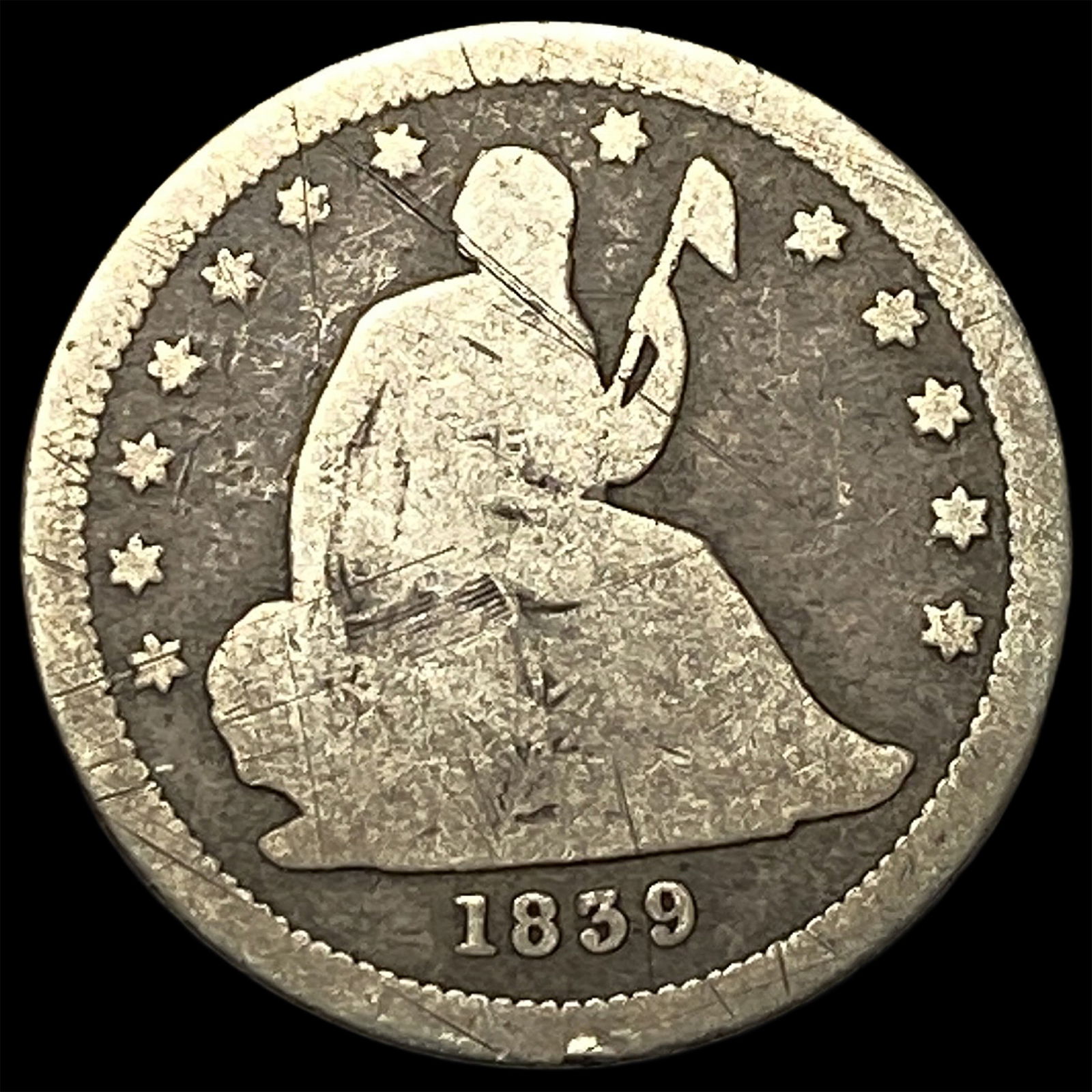 1839 Seated Liberty Quarter NICELY CIRCULATED: 1839 Seated Liberty Quarter NICELY CIRCULATED