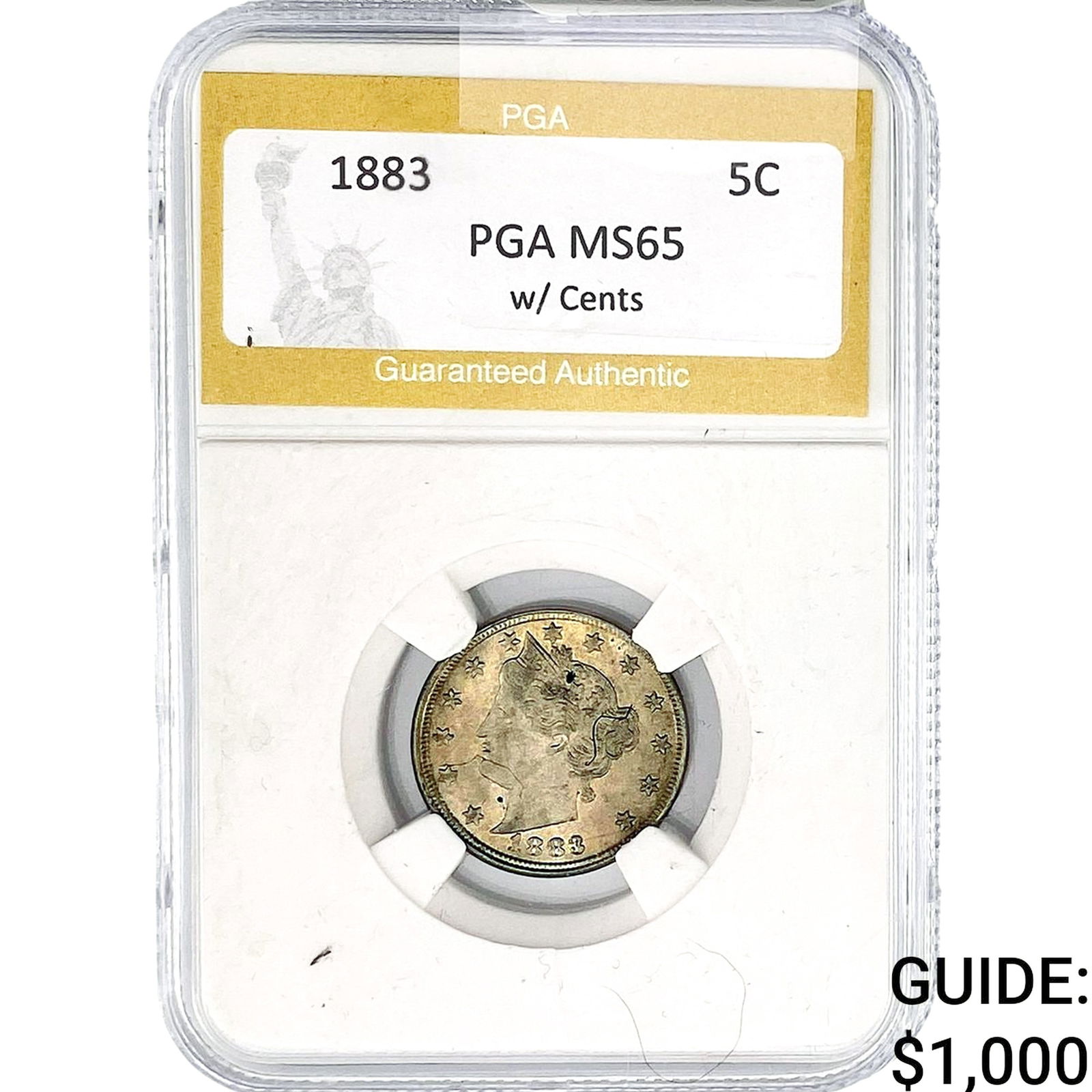 1883 Liberty Victory Nickel PGA MS65 w/ Cents: 1883 Liberty Victory Nickel PGA MS65 w/ Cents