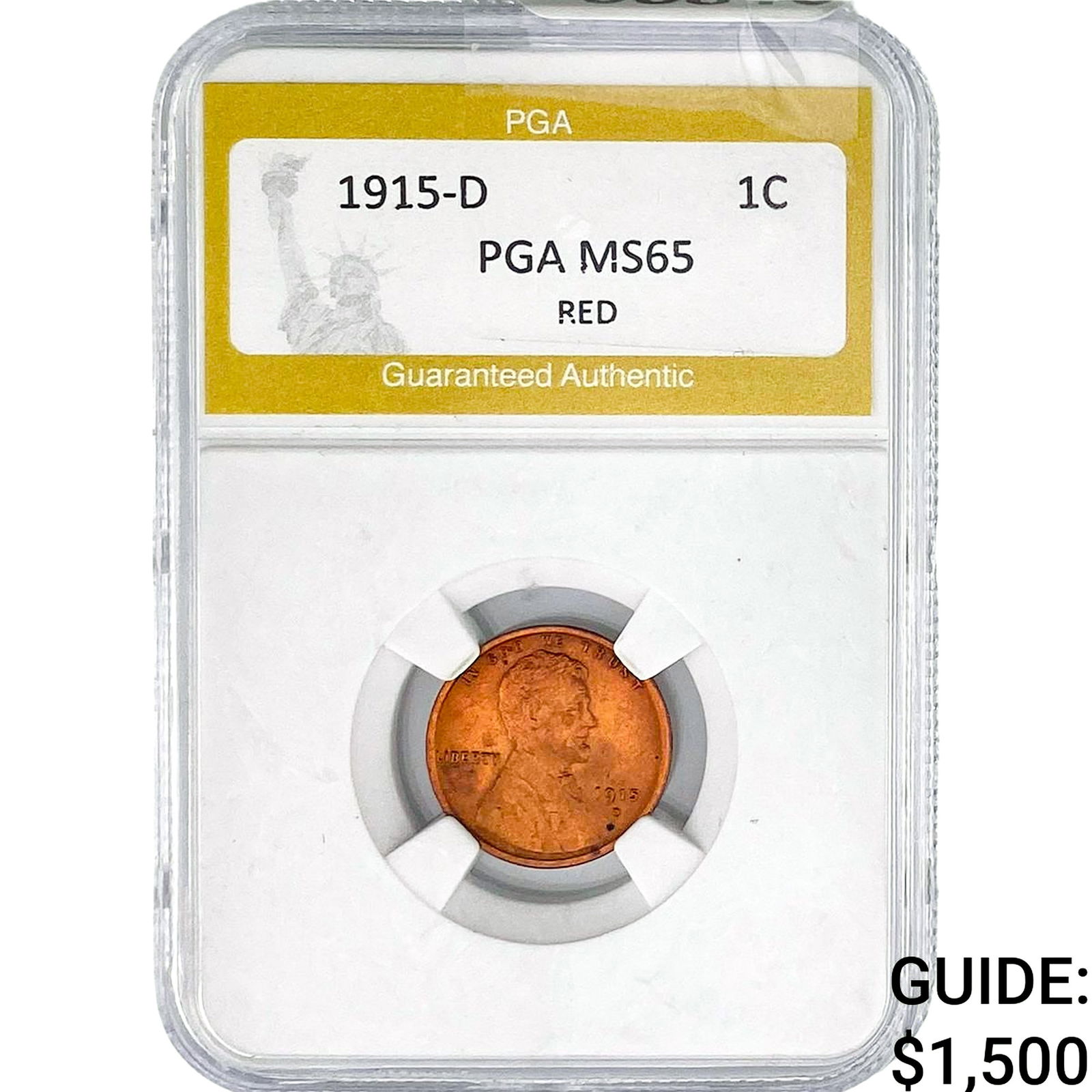 1915-D Wheat Cent PGA MS65 RED: 1915-D Wheat Cent PGA MS65 RED