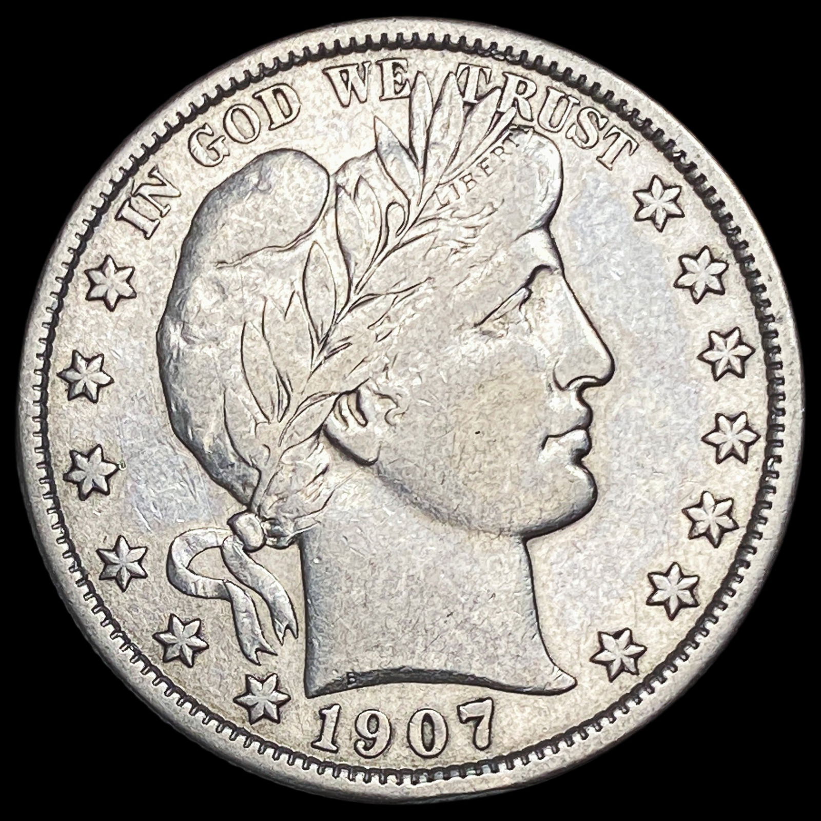 1907 Silver Barber Half Dollar CLOSELY UNCIRCULATED: 1907 Silver Barber Half Dollar CLOSELY UNCIRCULATED