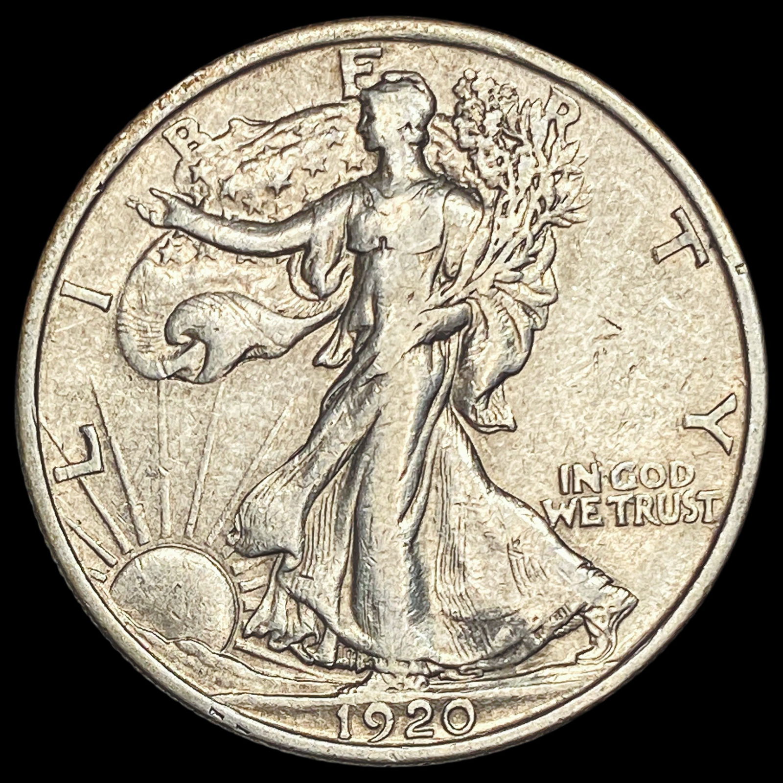 1920 Silver Walking Liberty Half Dollar CLOSELY UNCIRCULATED: 1920 Silver Walking Liberty Half Dollar CLOSELY UNCIRCULATED