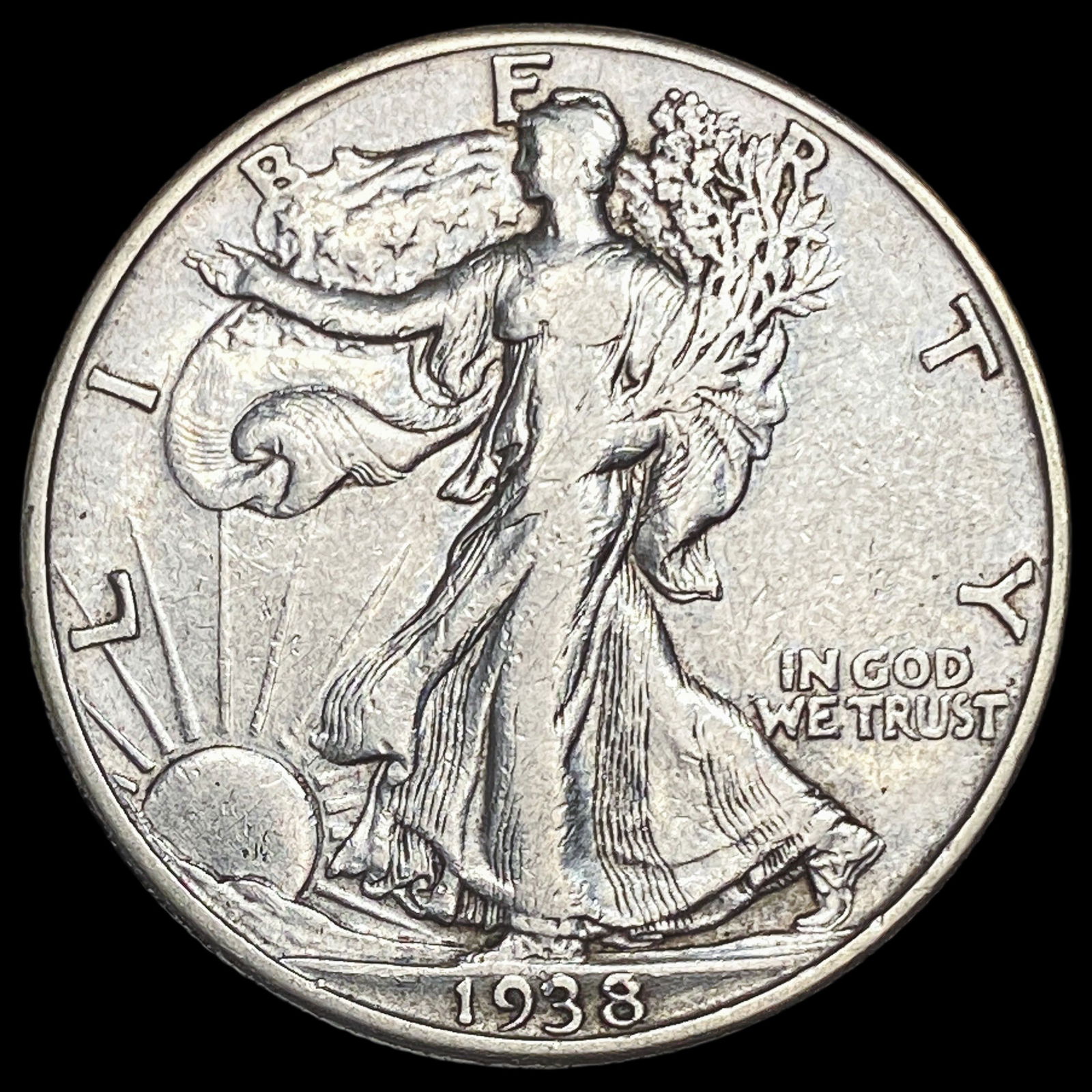 1938-D Walking Liberty Half Dollar CLOSELY UNCIRCULATED: 1938-D Walking Liberty Half Dollar CLOSELY UNCIRCULATED