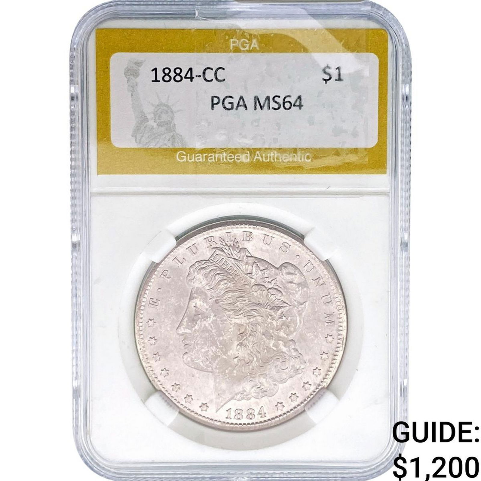 1884-CC Morgan Silver Dollar PGA MS64: 1884-CC Morgan Silver Dollar PGA MS64