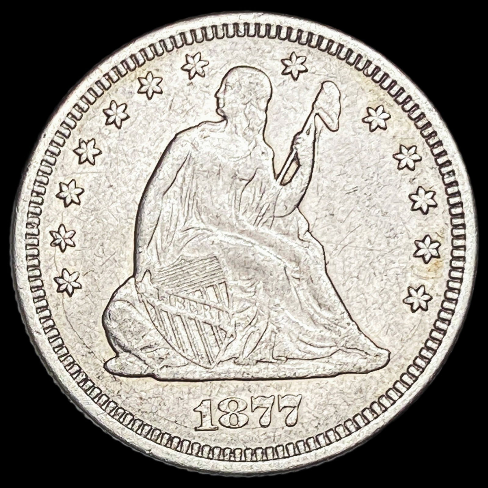 1877 Seated Liberty Quarter CLOSELY UNCIRCULATED: 1877 Seated Liberty Quarter CLOSELY UNCIRCULATED